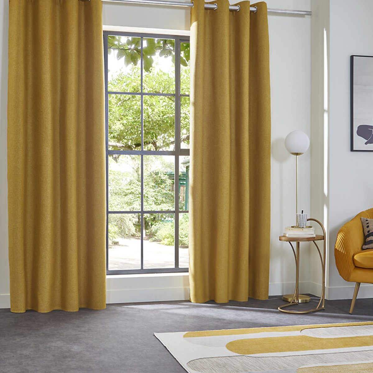 Blackout insulating curtain Mustard yellow, 140x260 cm