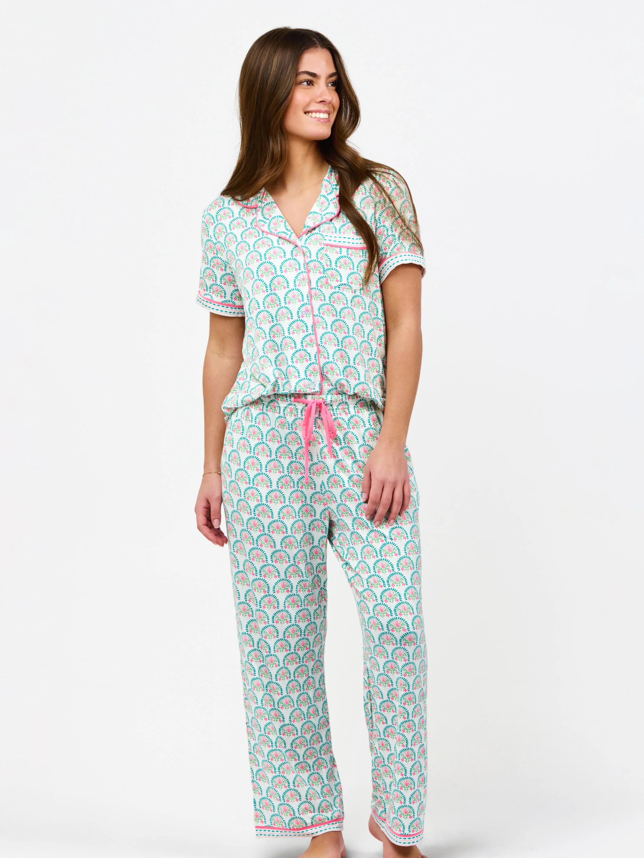 Women's Charlotte Pants Set | Sunshower Flora White