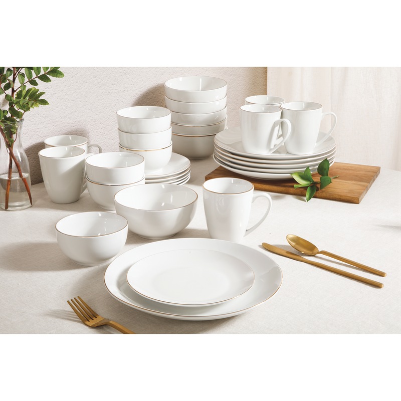 Gibson Home Ogalla 30-Piece Gold Banded Dinnerware Set - MIDNIGHT VELVET CATALOG