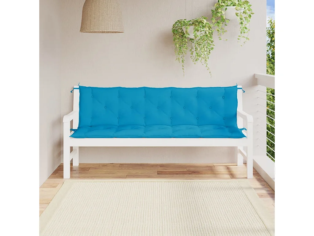 Coussins de banc de jardin lot de 2 bleu clair tissu Oxford