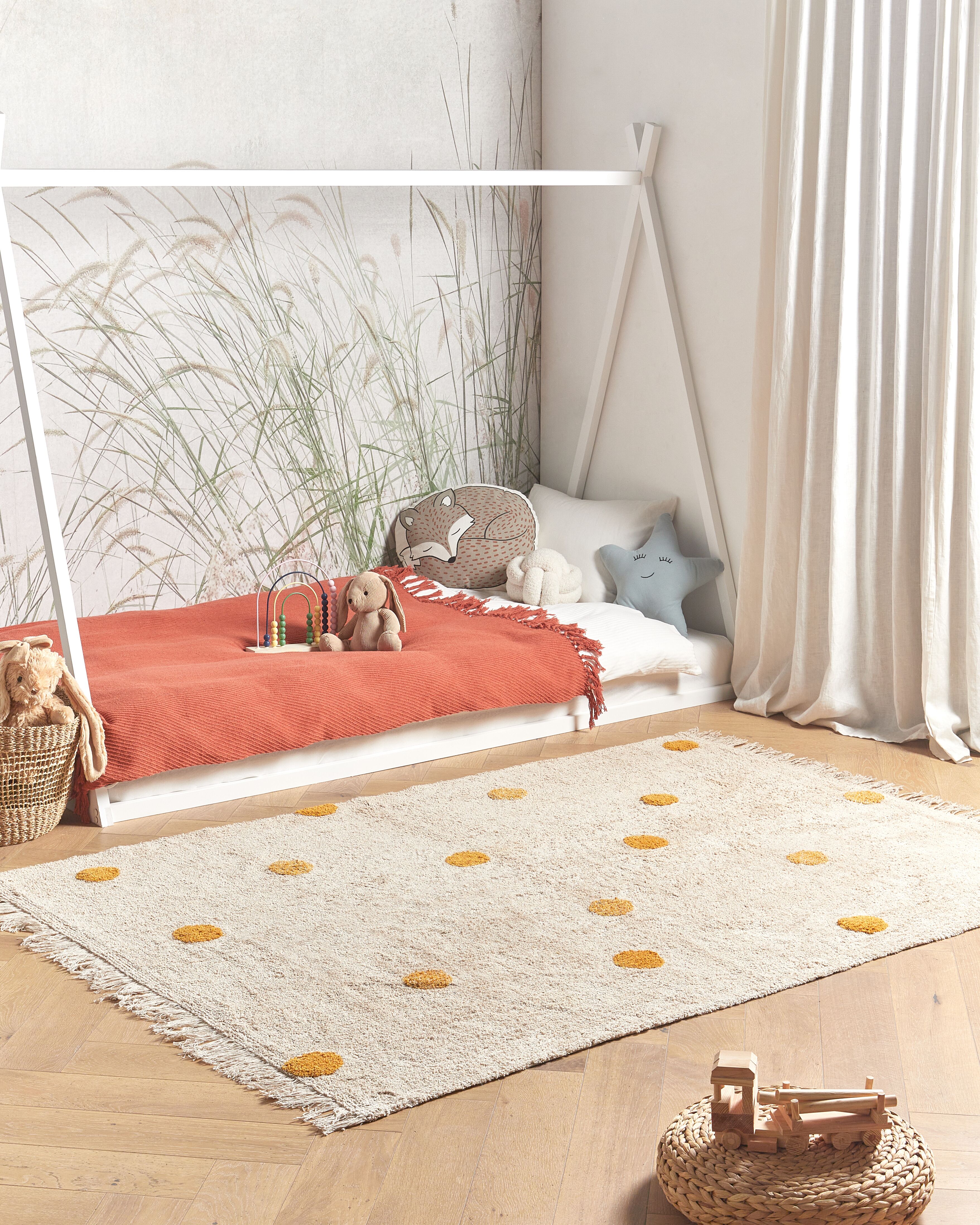 Kids Rug DARDERE Yellow 140 x 200 cm Cotton
