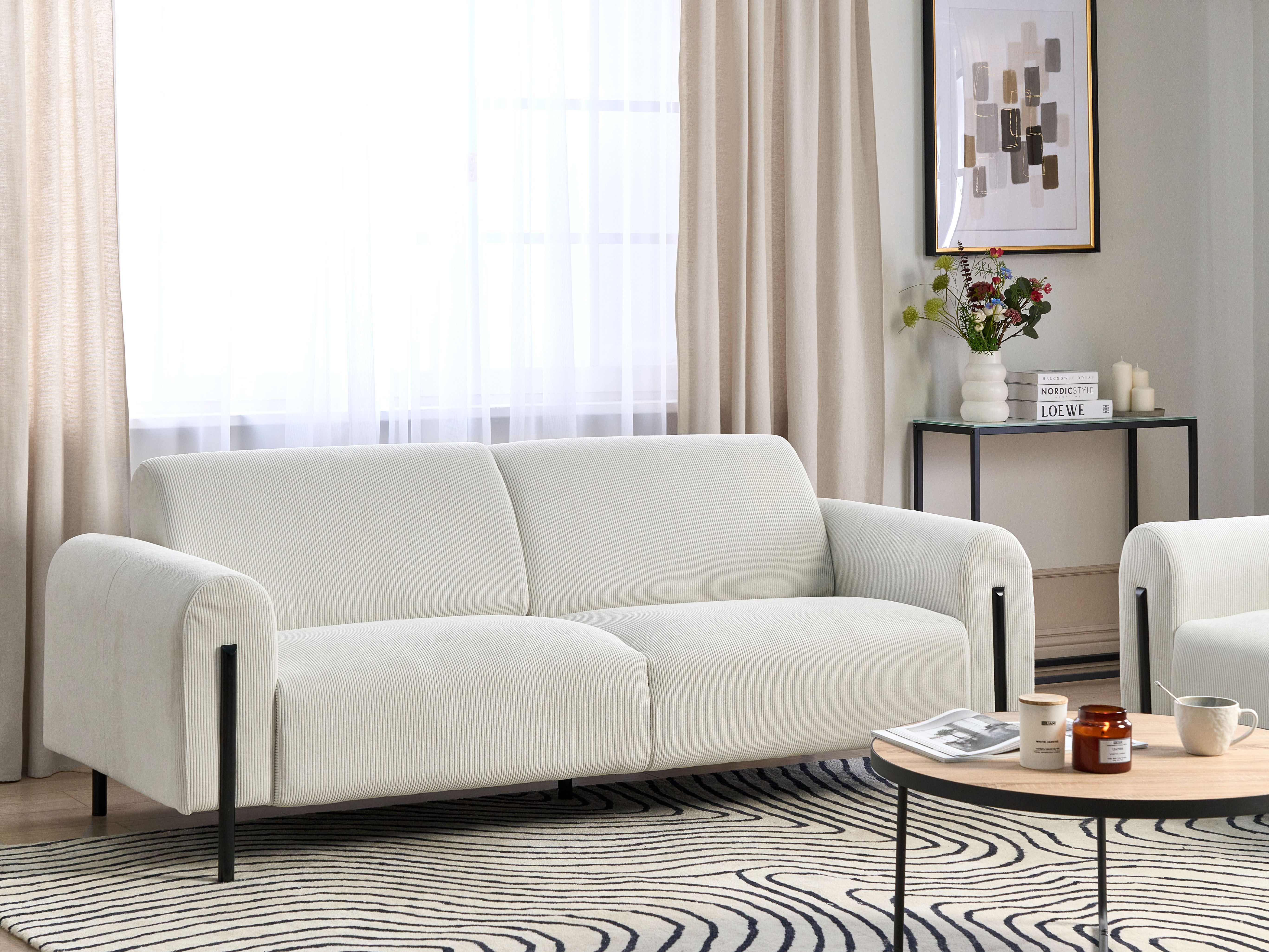 Sofa 3 Seater ASKIM Corduroy Off-White