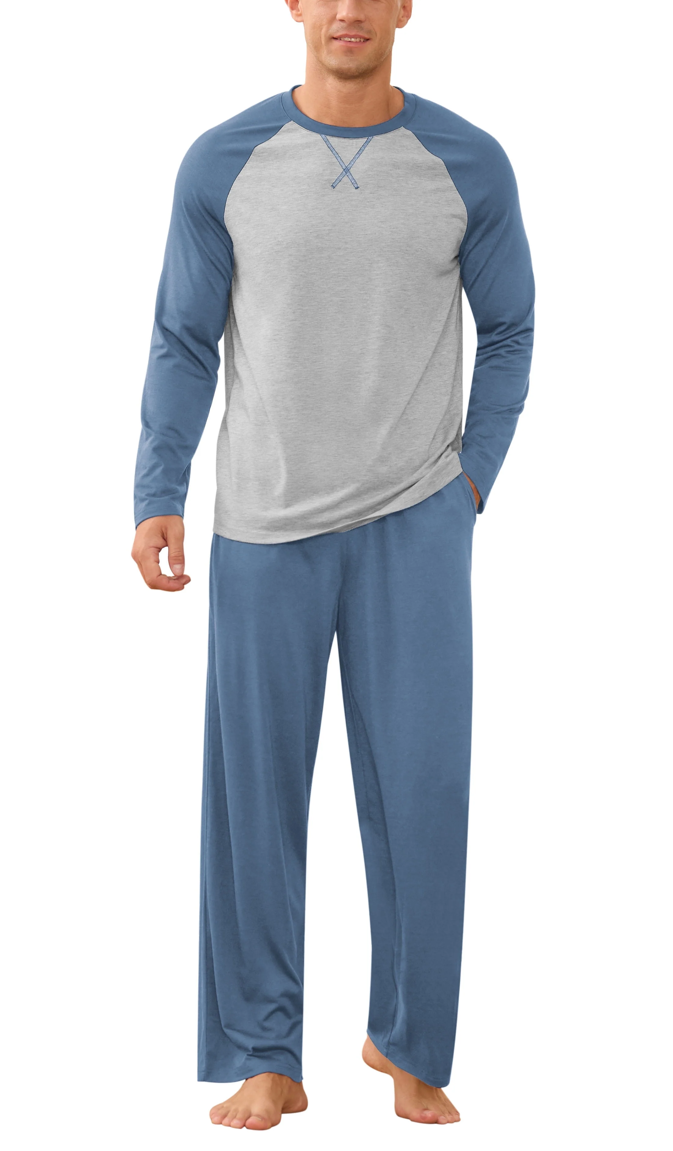 Iceglad Men's Pajamas Set Long Sleeve Sleepwear with Pockets Comfortable Lightweight Pjs Sets for Men - Image 12 Iceglad Men's Pajamas Set Long Sleeve Sleepwear with Pockets Comfortable Lightweight Pjs Sets for Men - Image 12