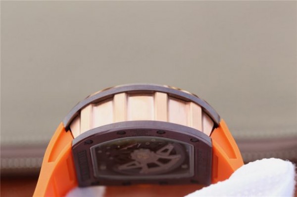 Replica Richard Mille RM011 Felipe Massa RG Chrono Brown Skeleton Dial Orange Rubber Strap A7750 - Top club