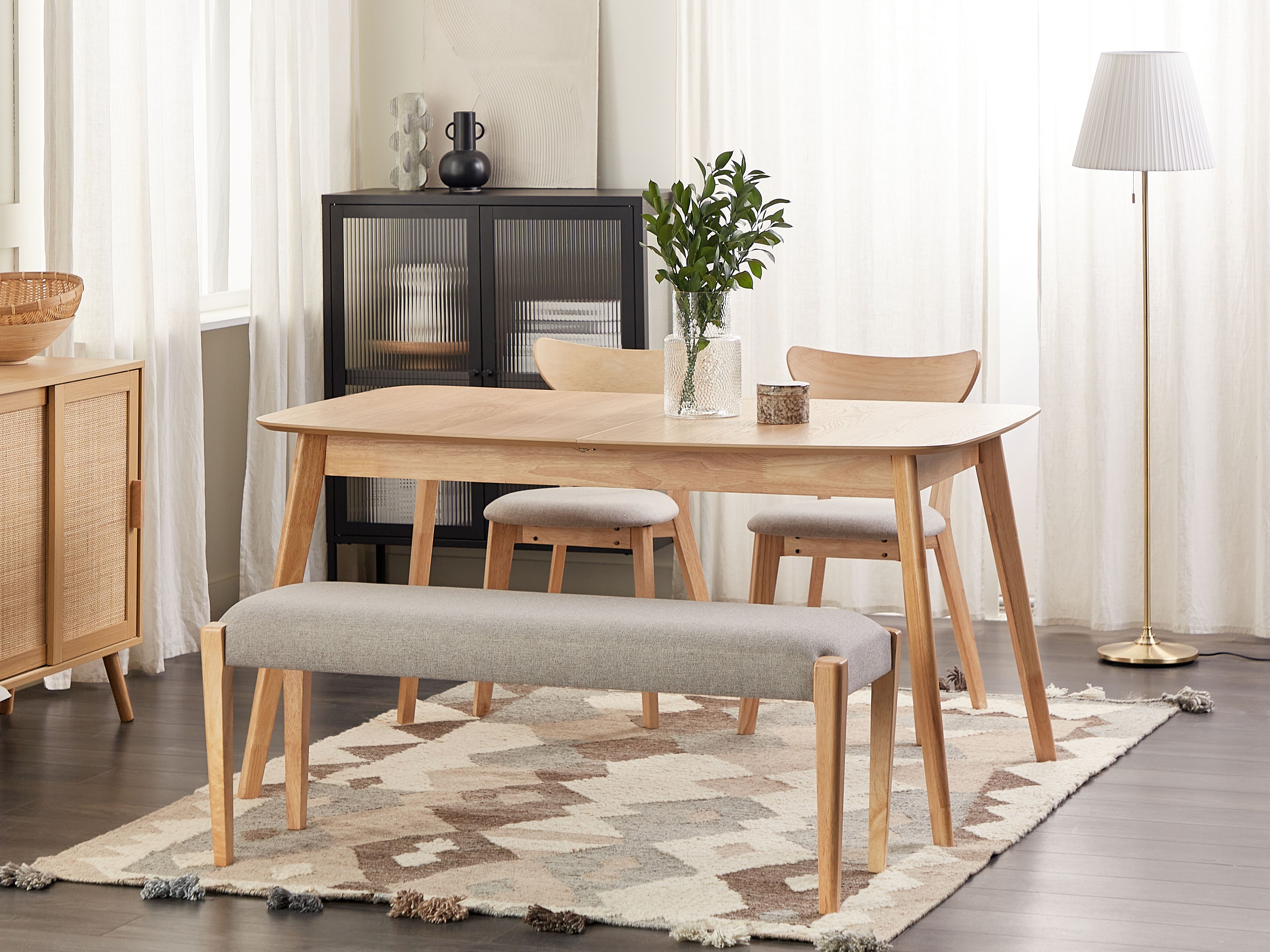 Upholstered Bench ELYRIA Fabric Light Brown/ Grey