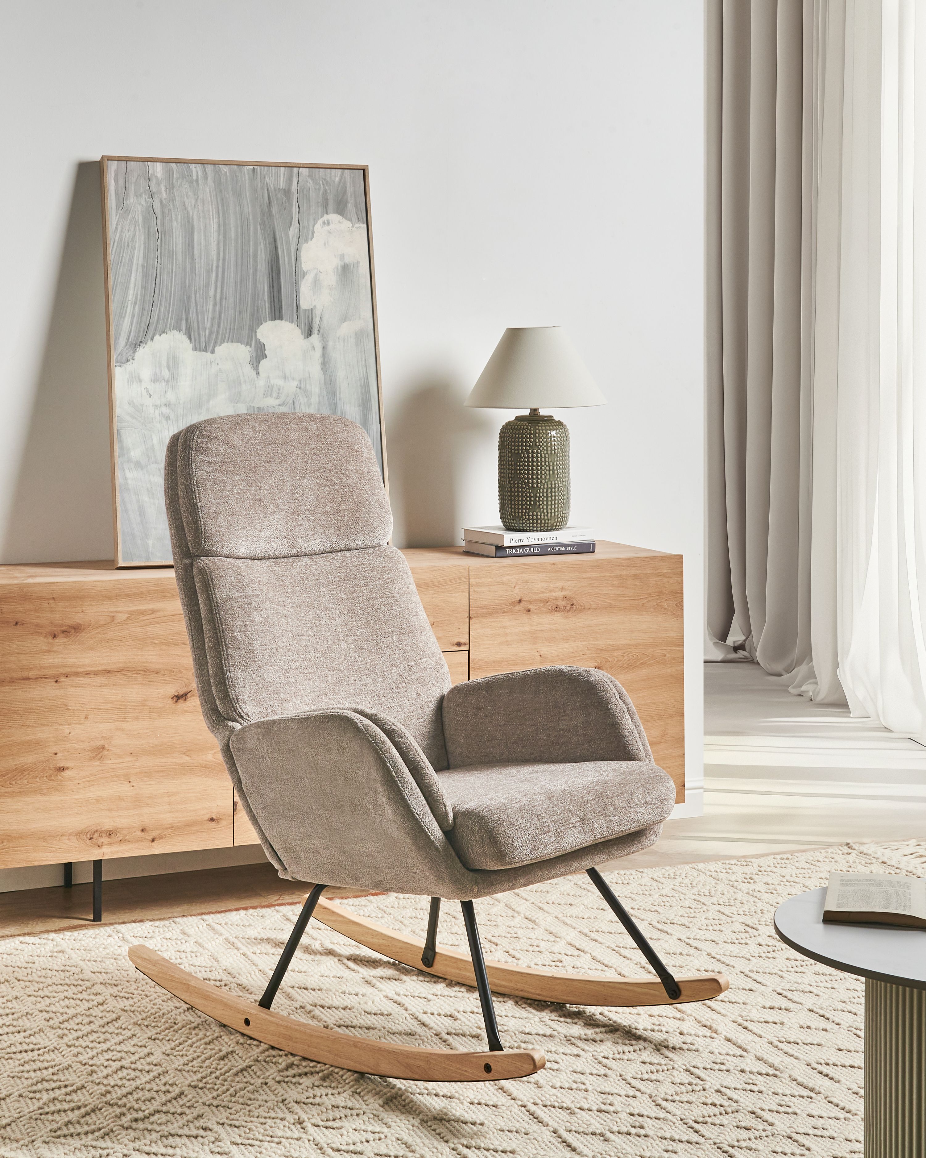 Rocking Chair KVELIA Fabric Taupe