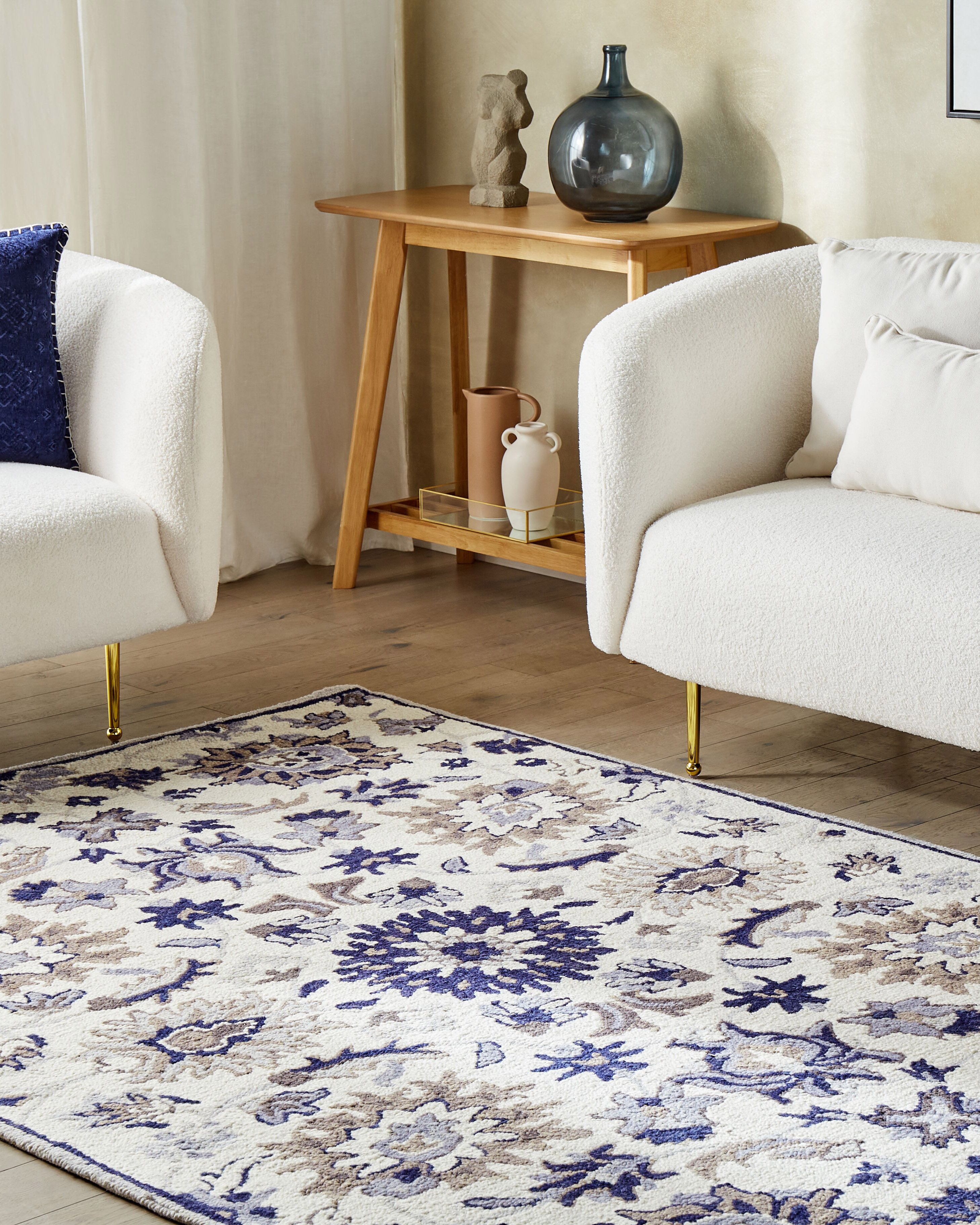 Rug KUMRU Beige 200 x 200 cm Wool