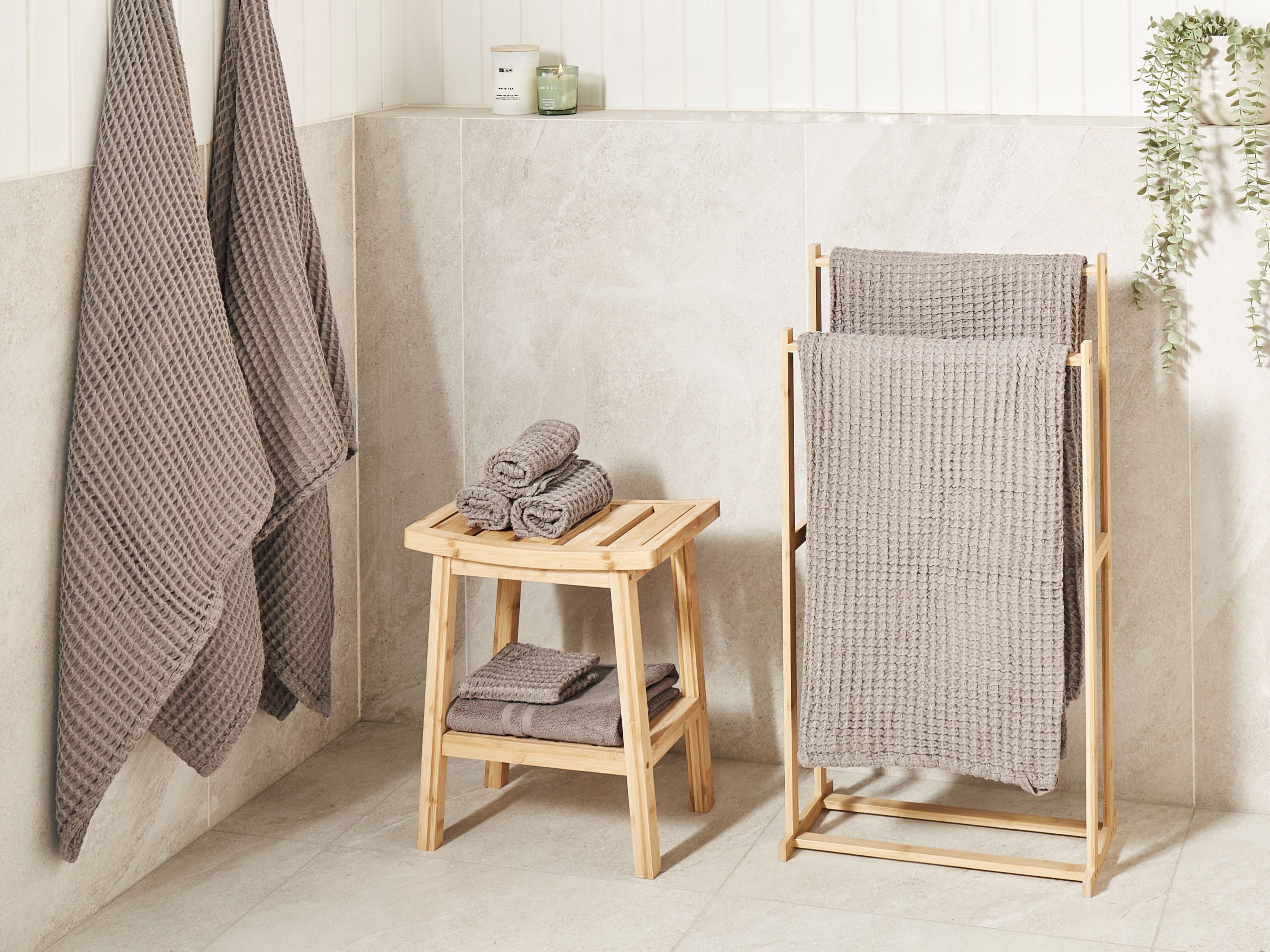 Set of 9 Towels AREORA Cotton Taupe
