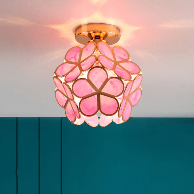 DouraLicht – Glazen Plafondlamp met Bloemmotief voor Hal en Gangen