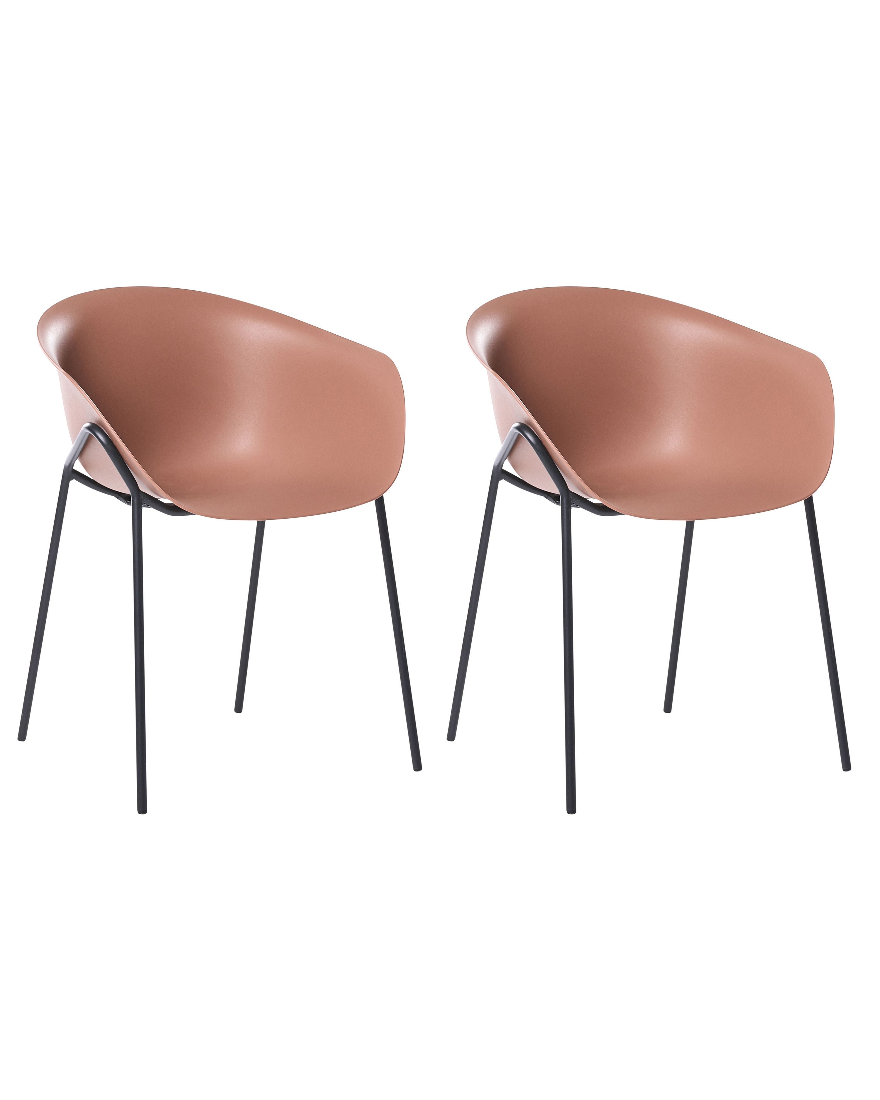 Set of 2 Garden Chairs METEORA Synthetic Material Brown
