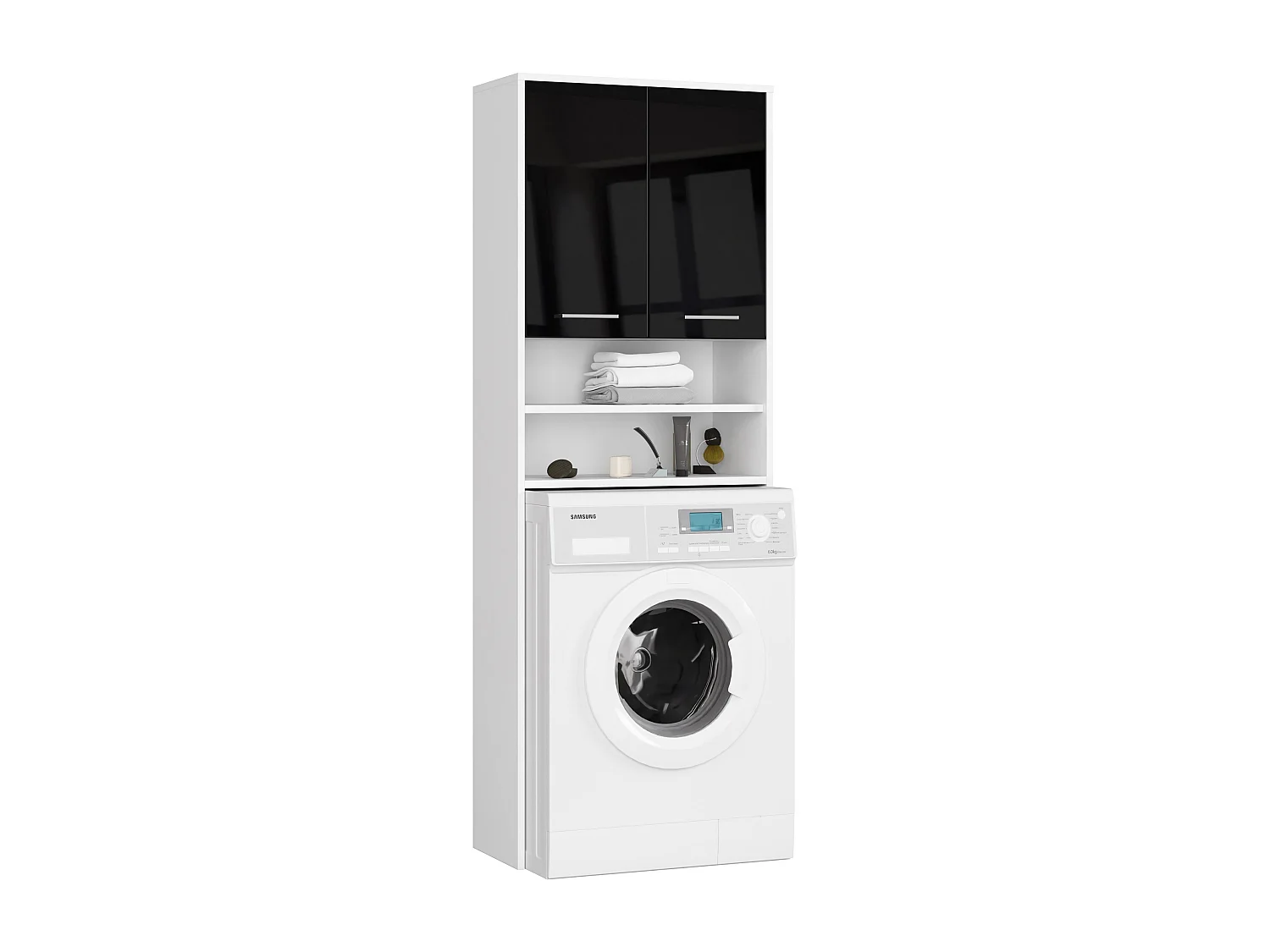 Meuble de rangement pour machine à laver, 2 portes, 64 x 30 x 190 cm