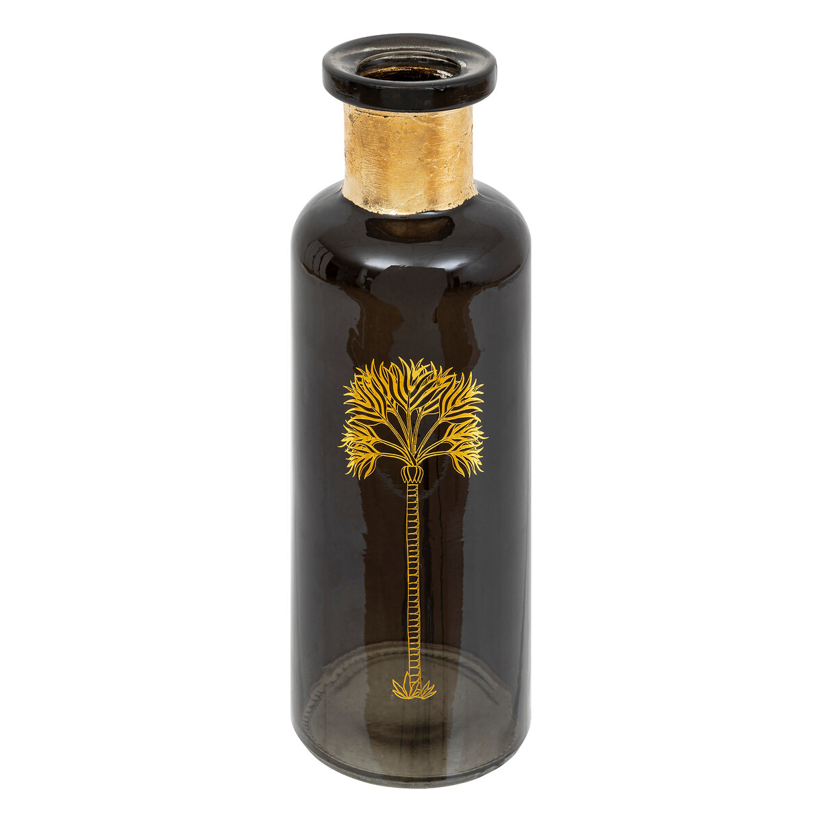 "Tropical boudoir" vase Dark green glass, H.22 cm