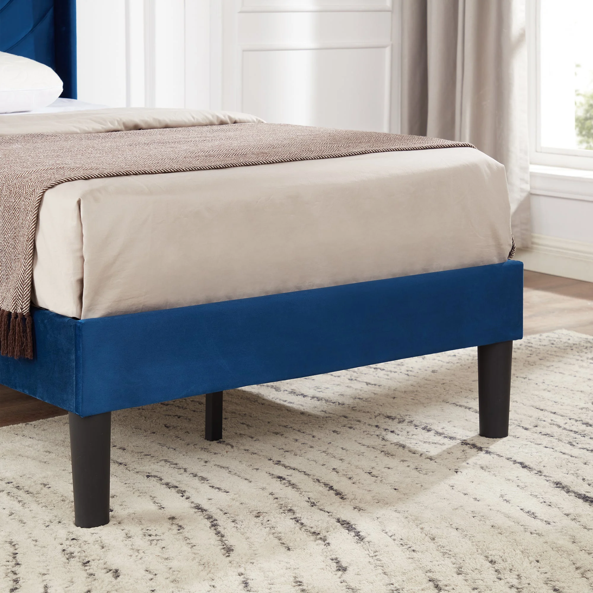 VECELO Set of 2 Twin Bed Frames, Modern Upholstered Platform Bed Frame with Tufted Headboard, No Box Spring Needed, Dark Green - Image 21