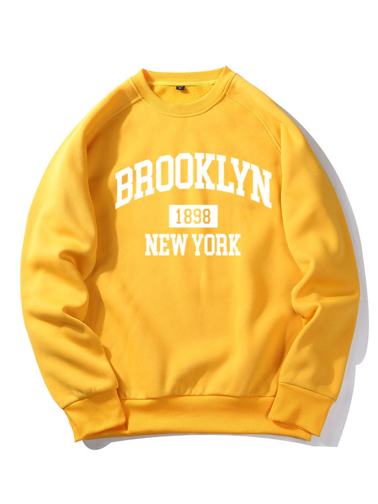 Brooklyn New York Letter Print Raglan Sleeves Sweatshirt