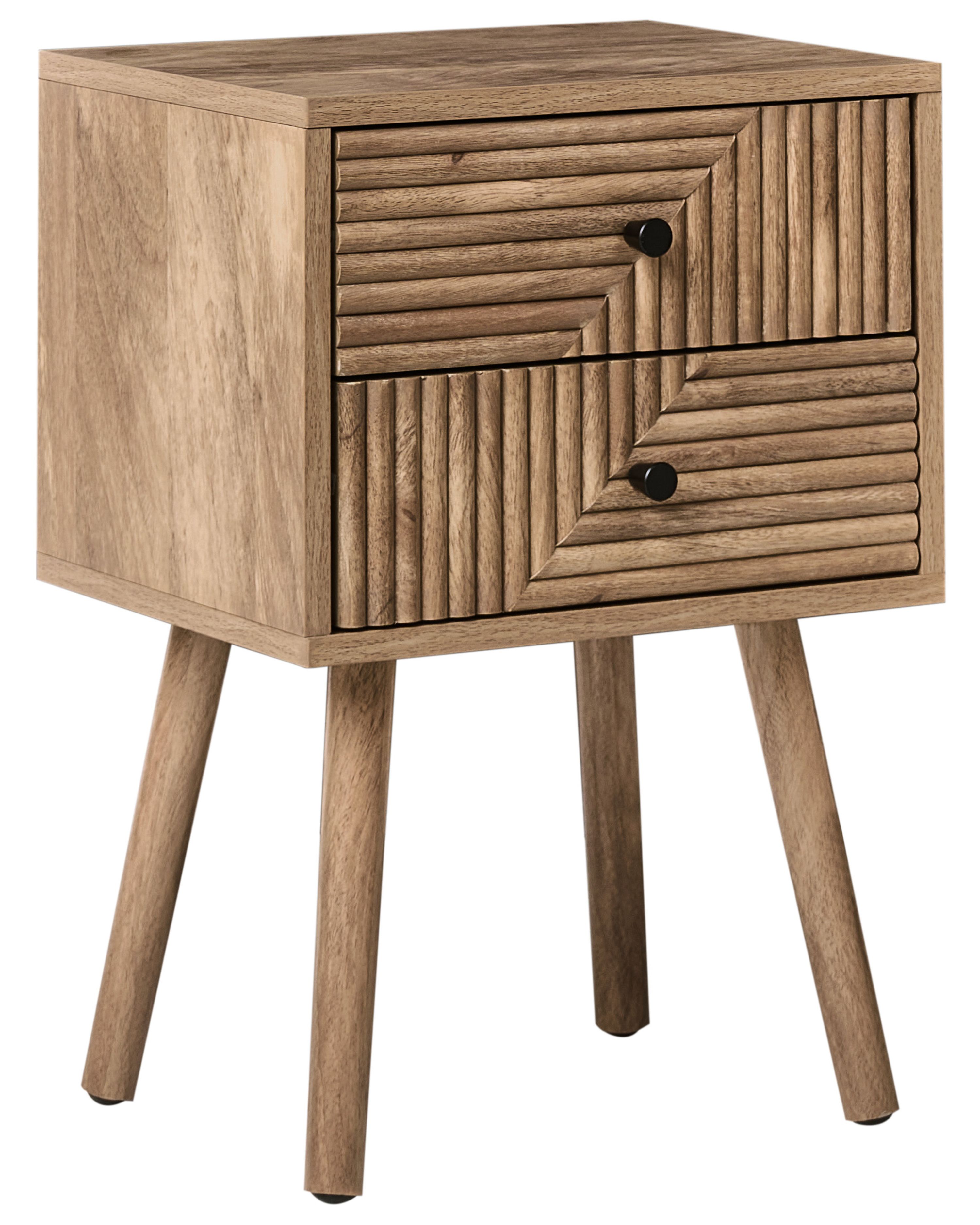 2 Drawer Bedside Table RONGE Light Brown