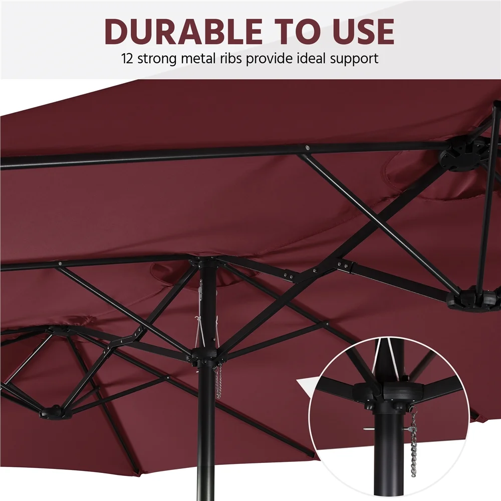 Topeakmart 13ft Patio Parasol Canopy with Crank, Tan - Image 17