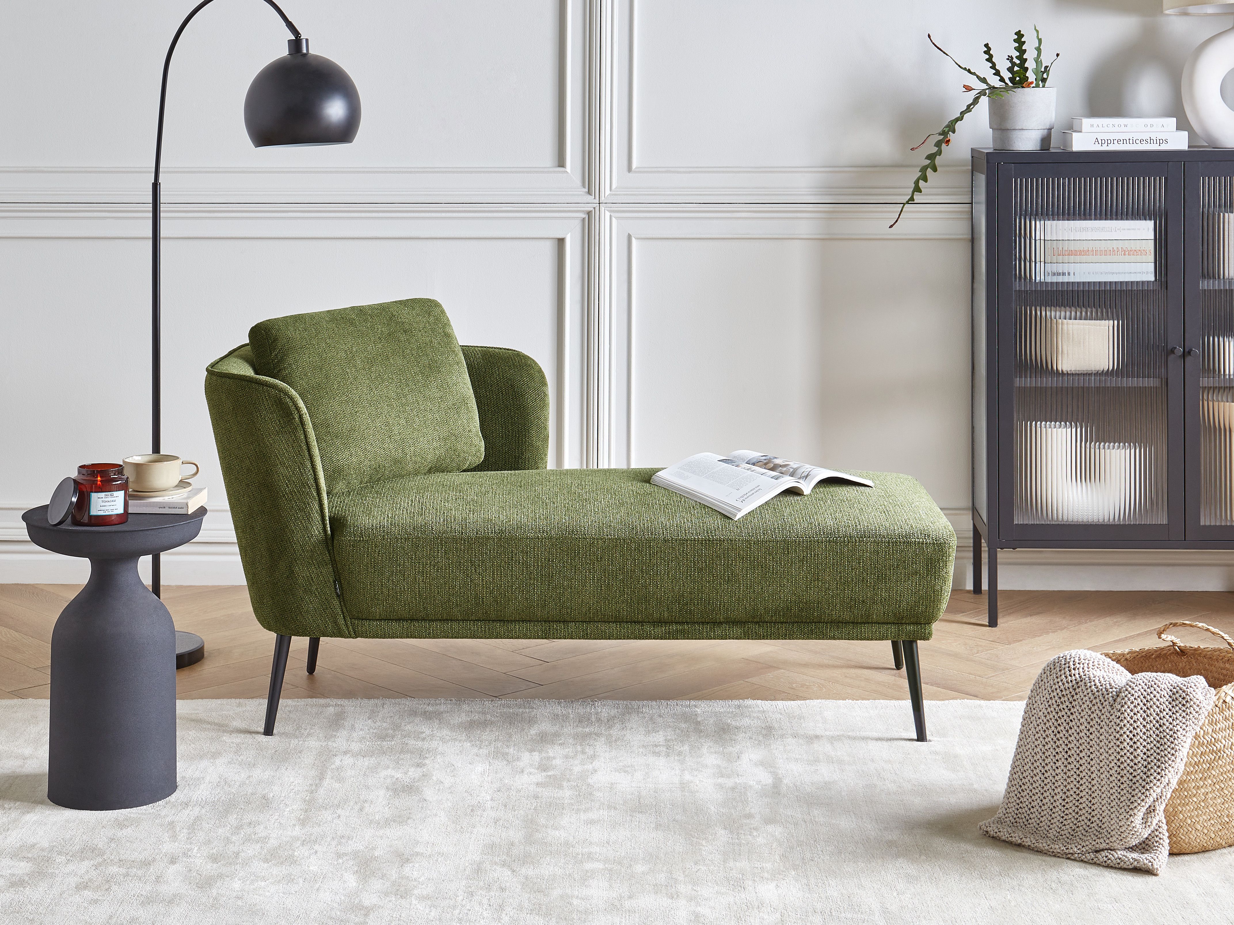 Left-Hand Chaise Lounge ARTHEZE Fabric Dark Green