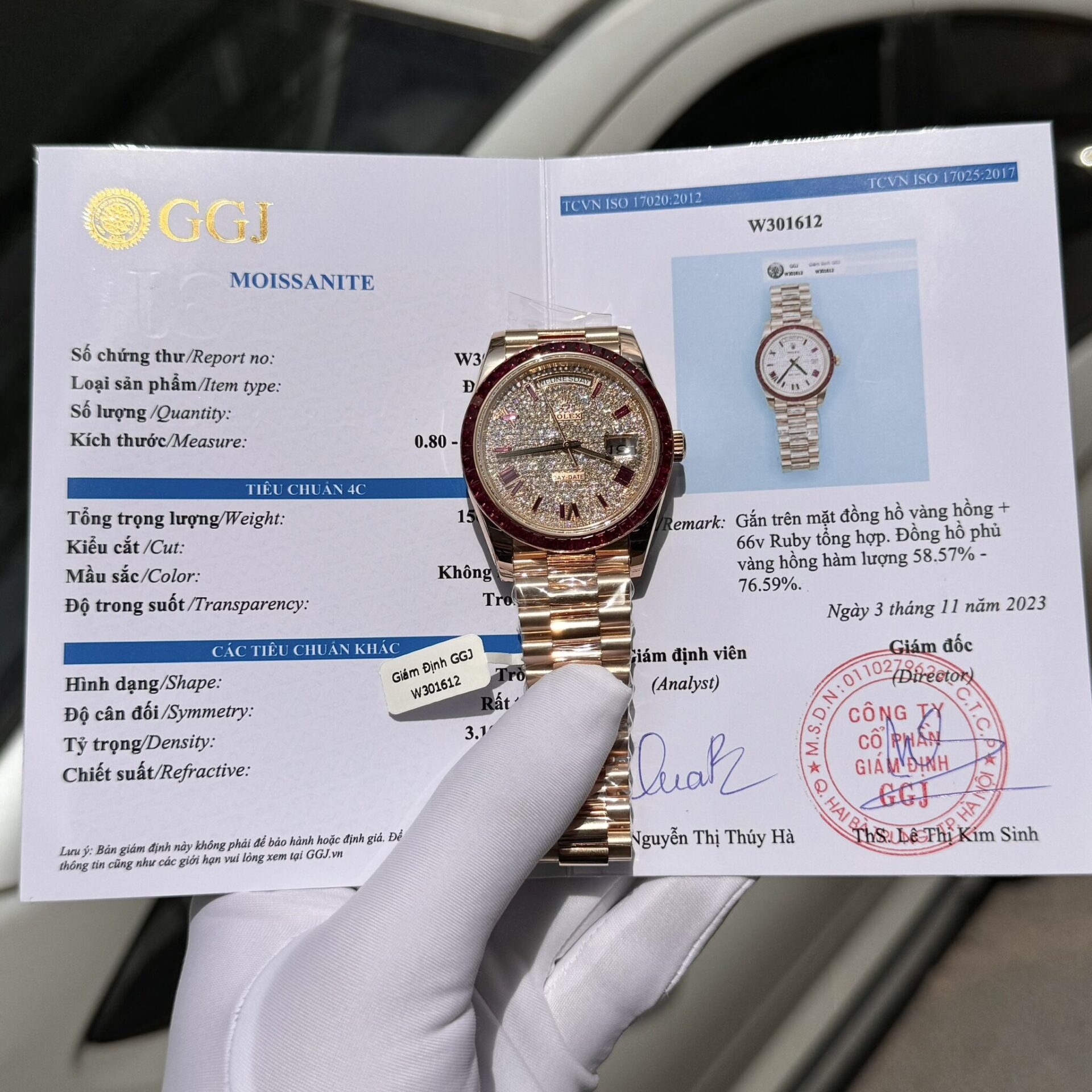 Rolex Best Replica Watch Day-Date Custom Ruby Red   Baguette Moissanite Diamonds GM Factory 40mm - Elite Watch Atelier