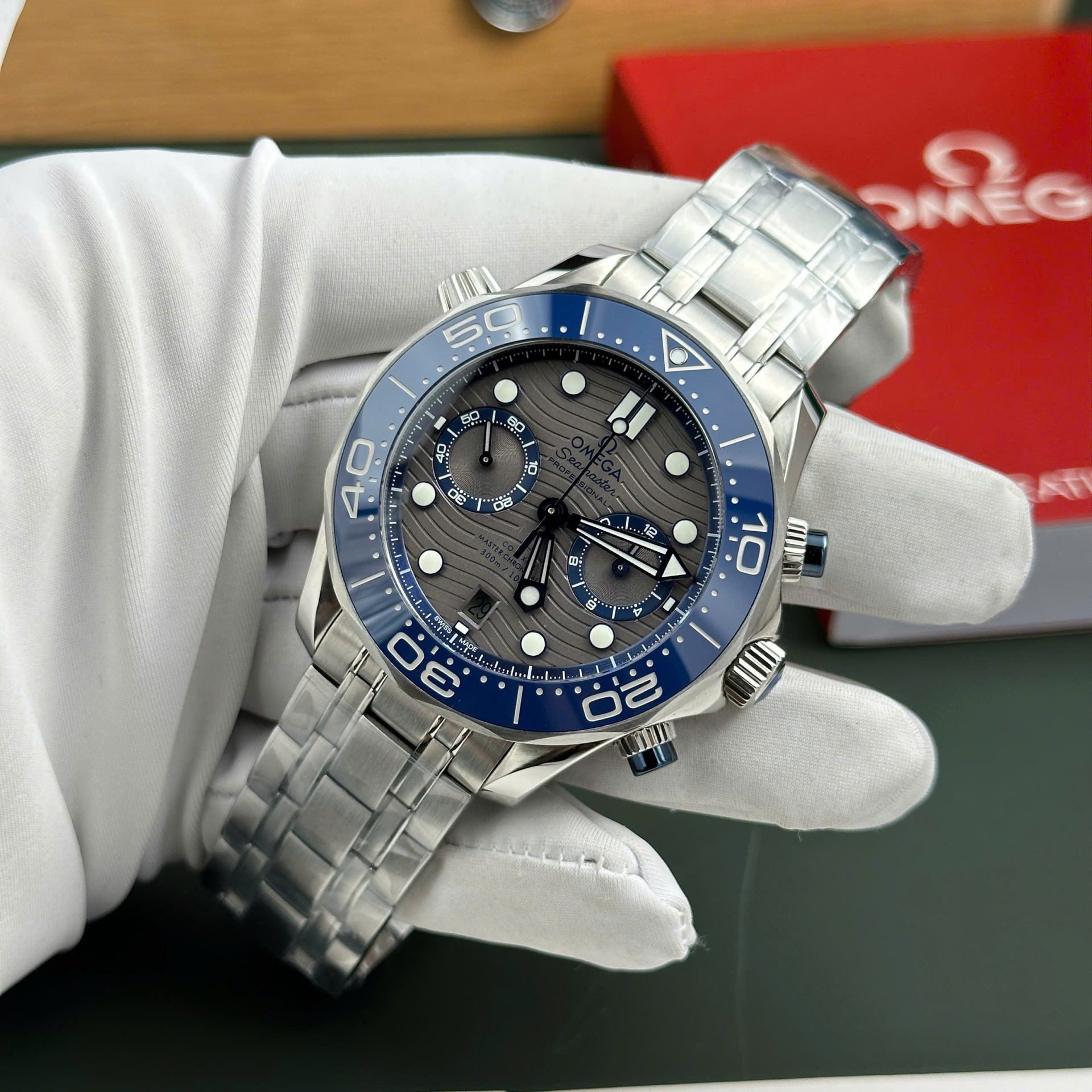 Omega Seamaster Diver 300M Chronograph Replica Watches Dial Gray N1 Factory 44mm - Top club