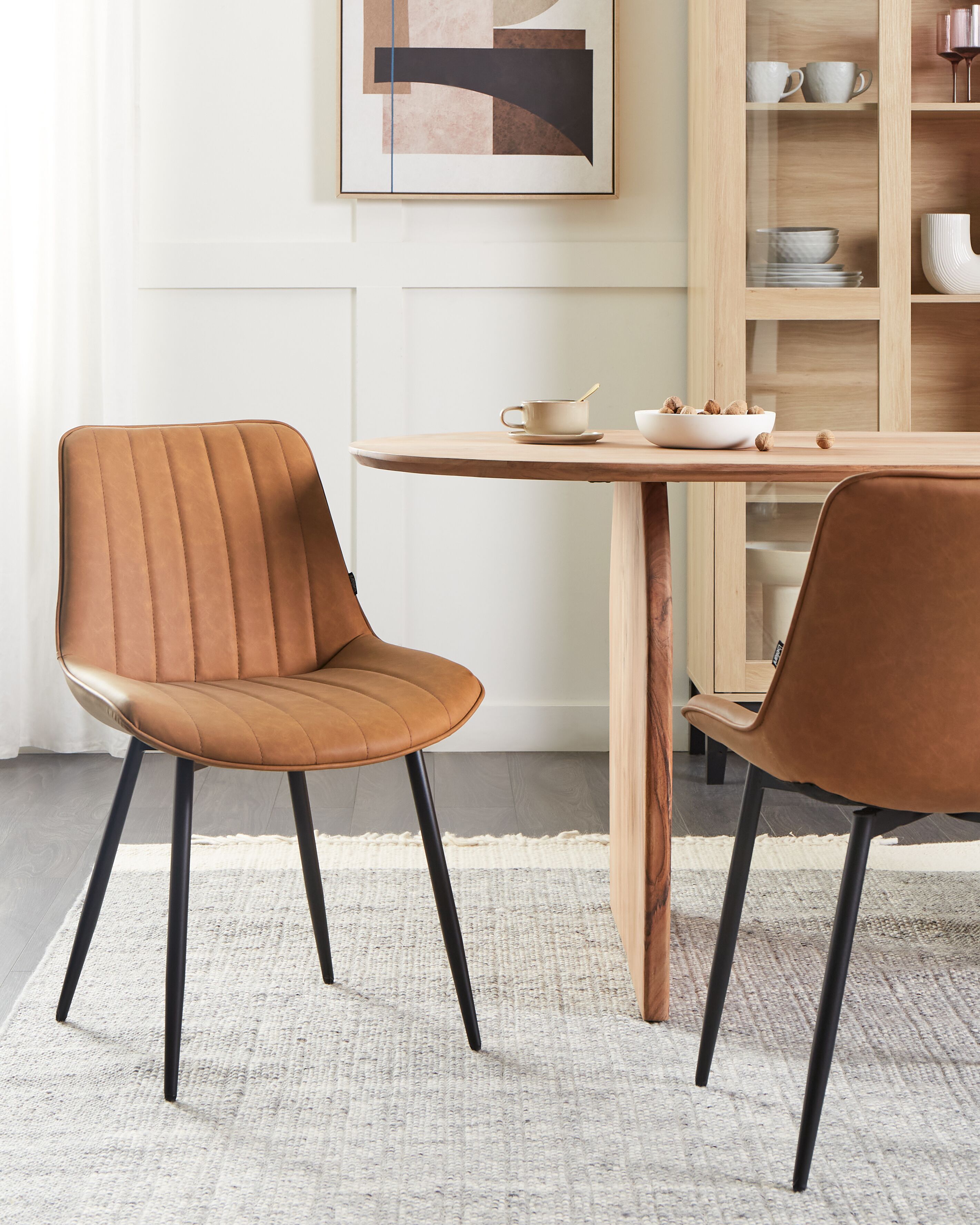 Set of 2 Dining Chairs DUBROVNIK Faux Leather Brown