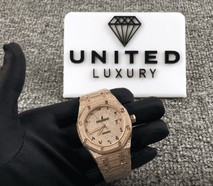 Audemars Piguet Royal Oak Iced Out Rose Gold Replica - Elite Watch Atelier