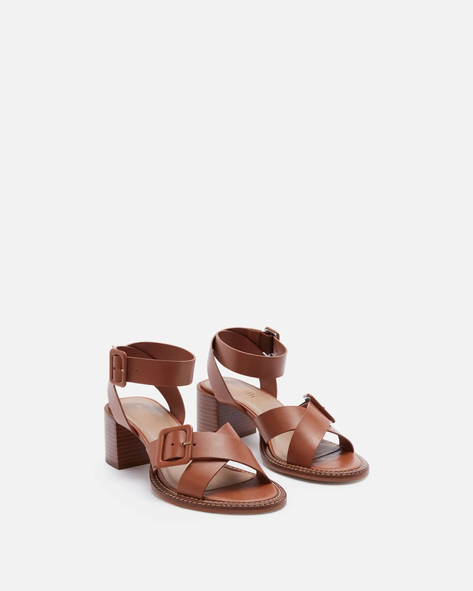SANDALES KALOPSY CARAMEL - Sandales à talons cuir lisse