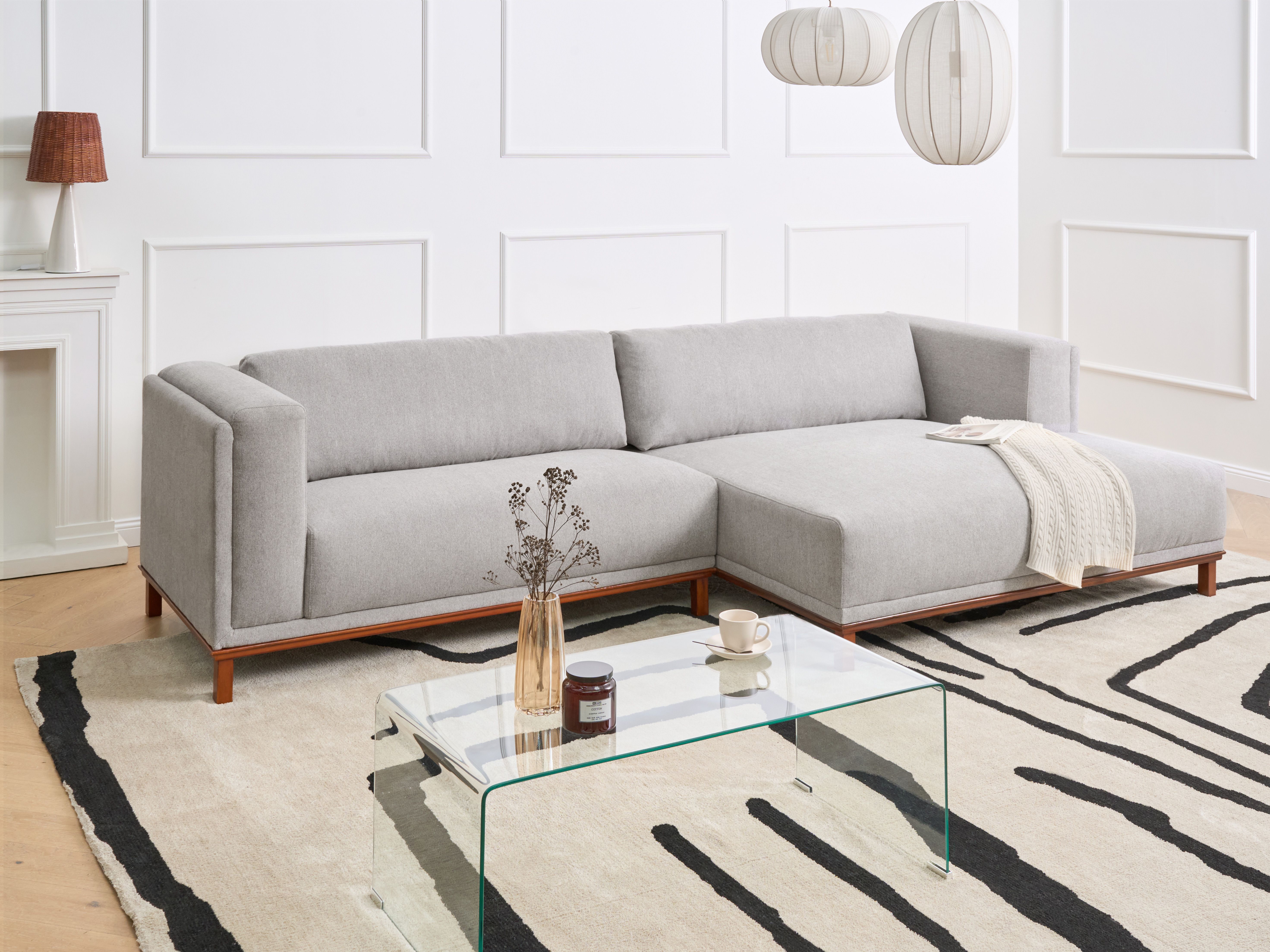 Corner Sofa 4 Seater VENG Fabric Grey Left Hand