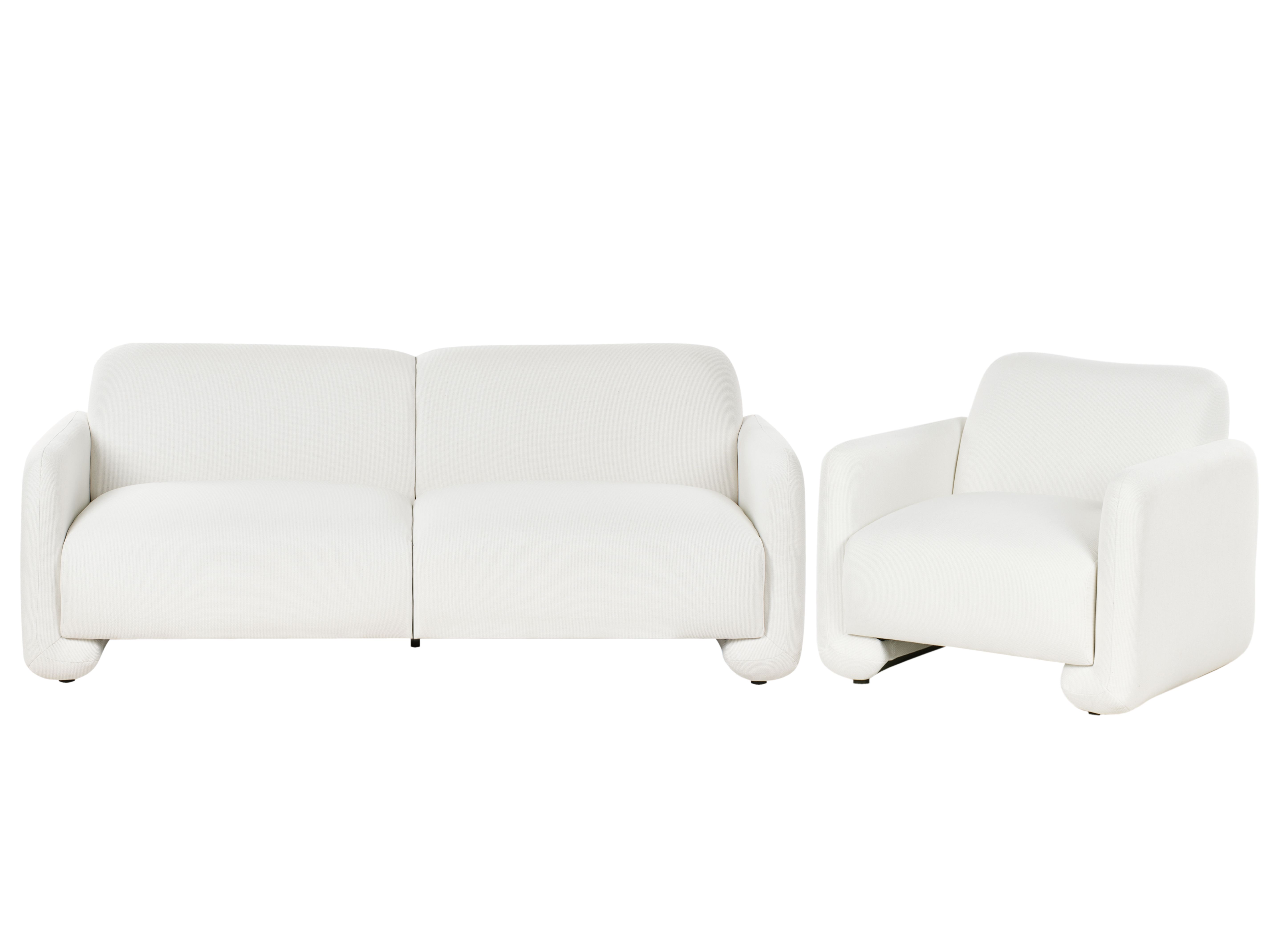 Living Room Set 4 Seater SALAND Fabric White