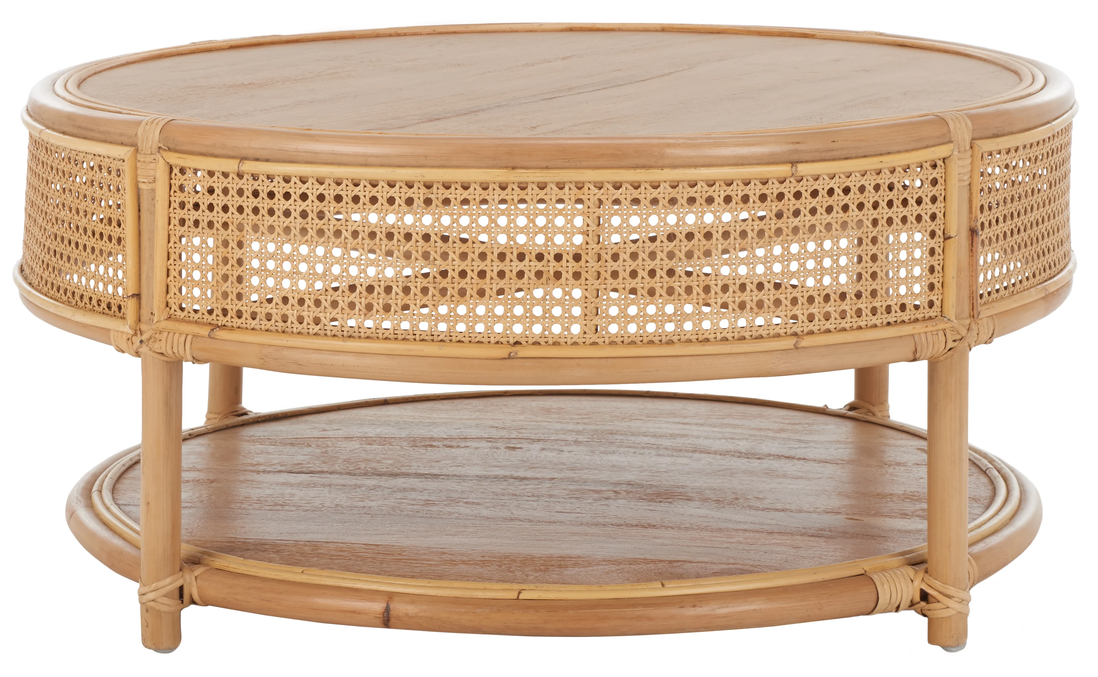 SAFAVIEH Modern Round Rattan Coffee Table, Natural - Image 6