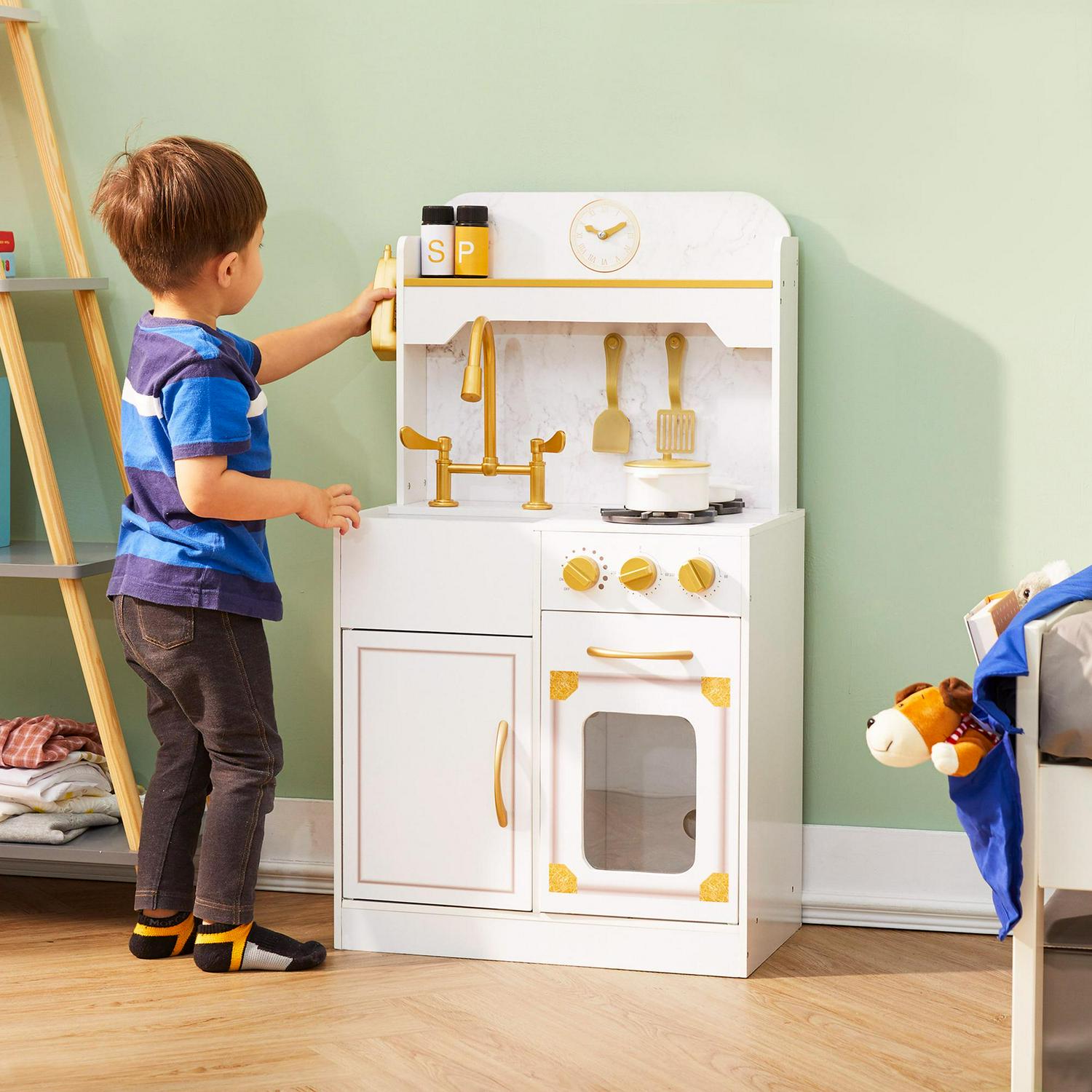 Teamson Kids Petite Versailles Classic Play Kitchen with Accessories. White
