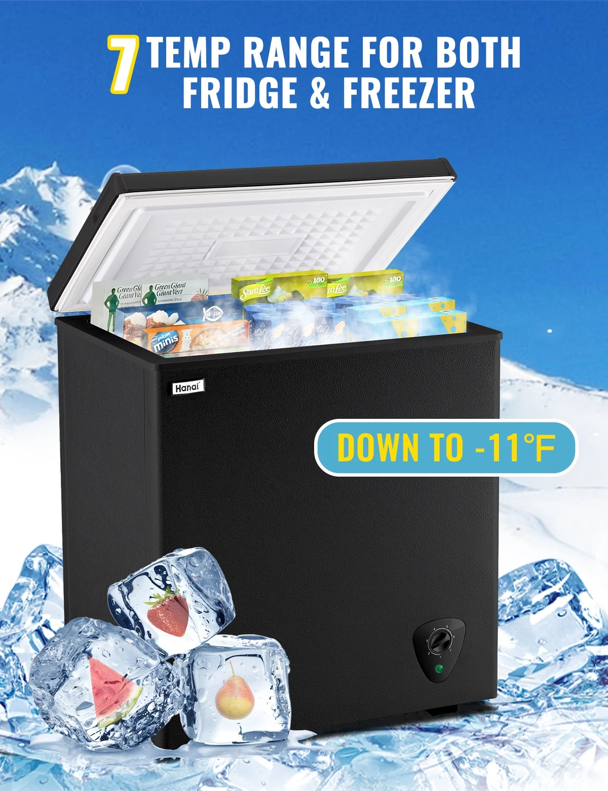 WANAI 3.5 Cu.ft Chest Freezer Small Deep Freeze with 7 Gears Temp Control Office Dorm Kitchen White - Image 15