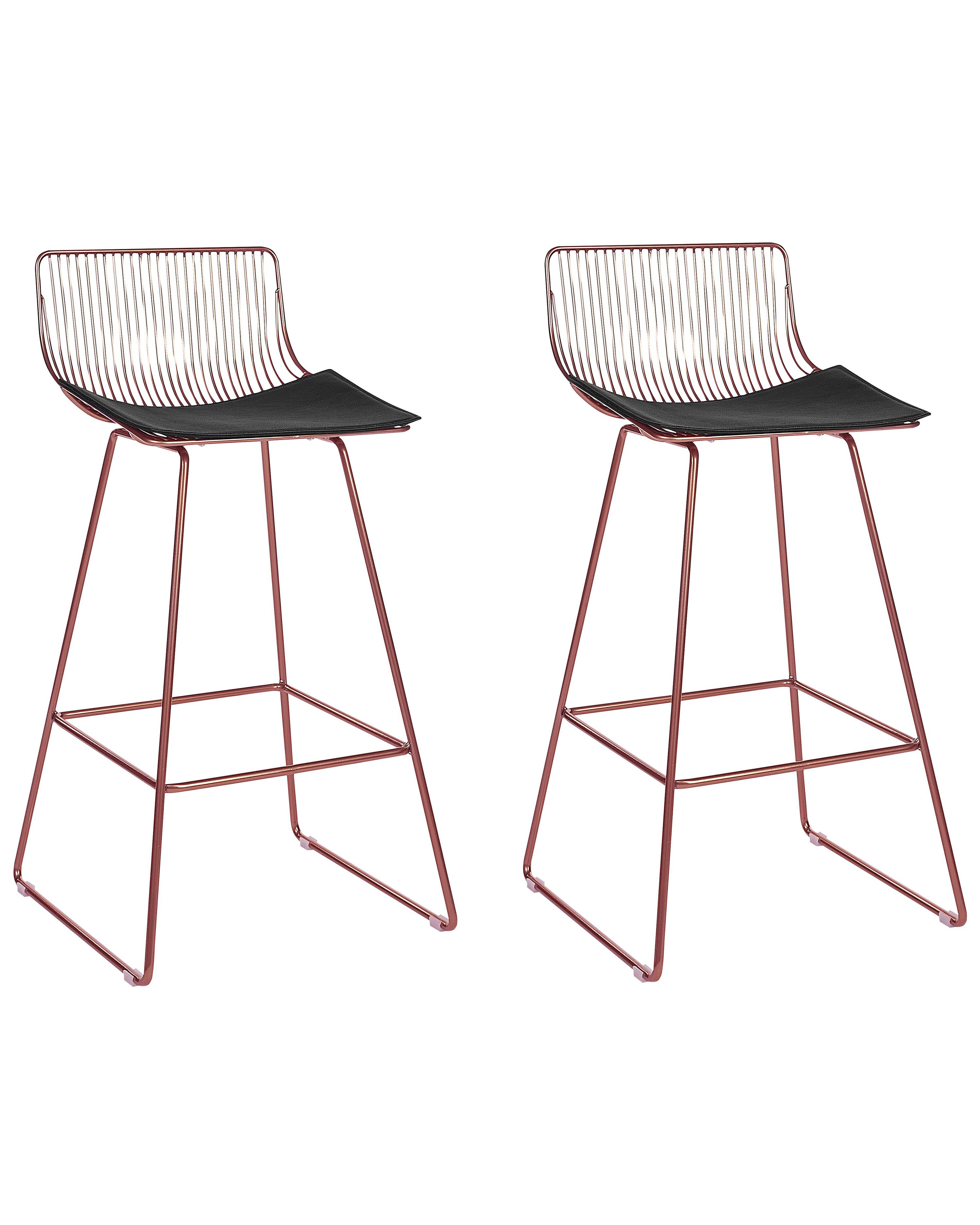 Set of 2 Bar Chairs FREDONIA Metal Rose Gold