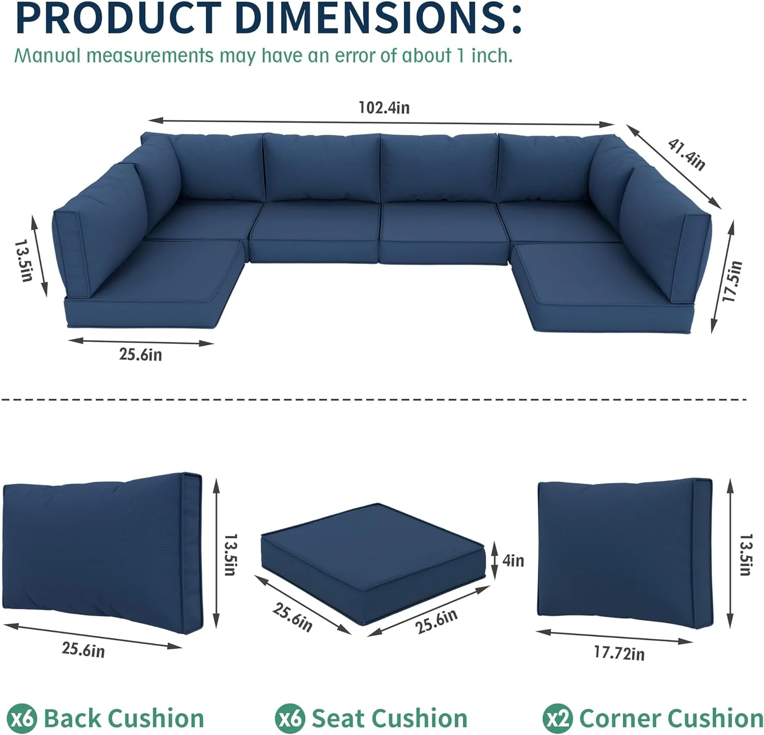 7 Pieces Patio Conversation Set, Outdoor Sectional PE Rattan Wicker Furniture Seat,Dark Gray - Image 46