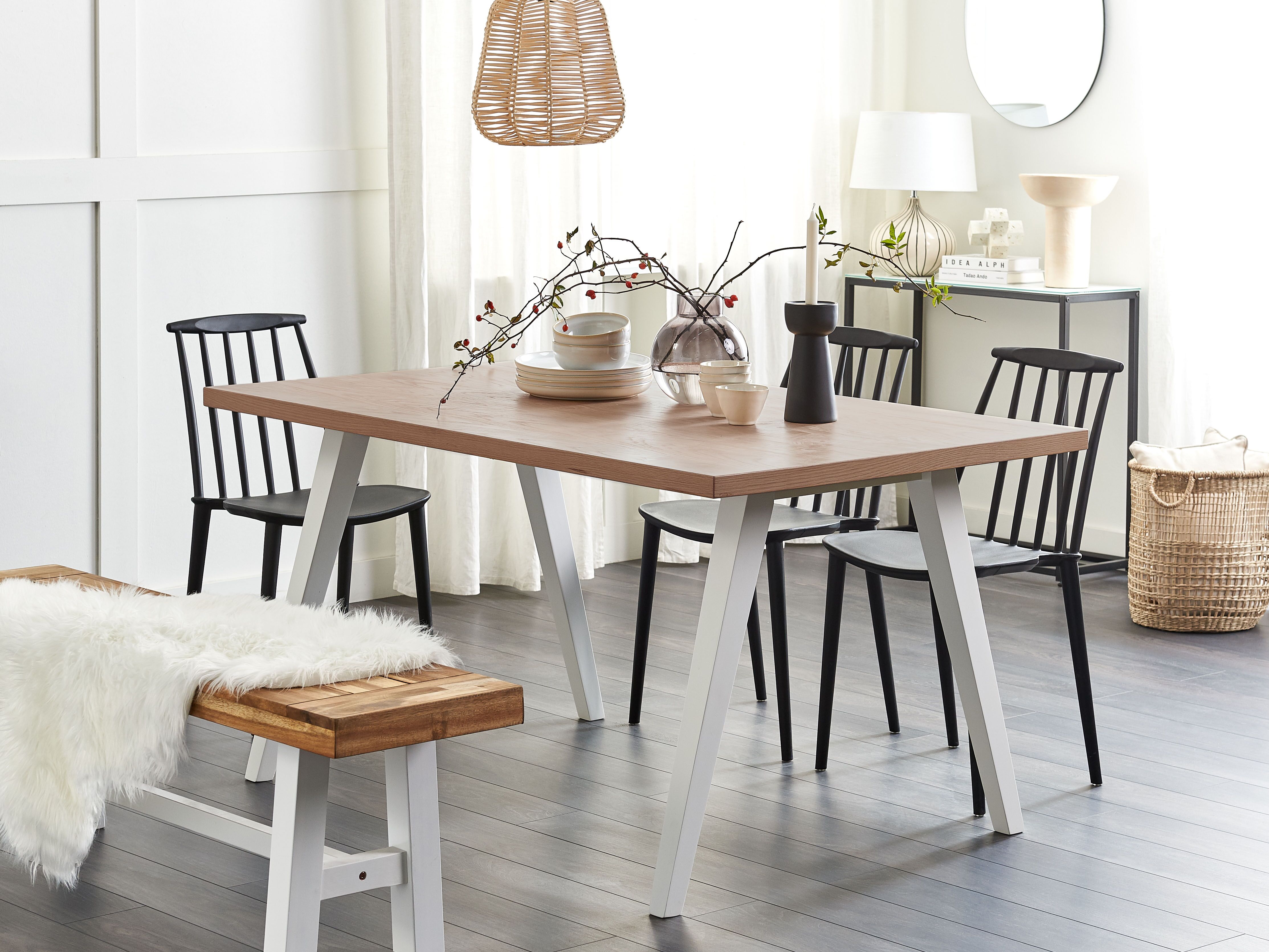 Dining Table LENISTER Brown/ White 150 cm 90 cm
