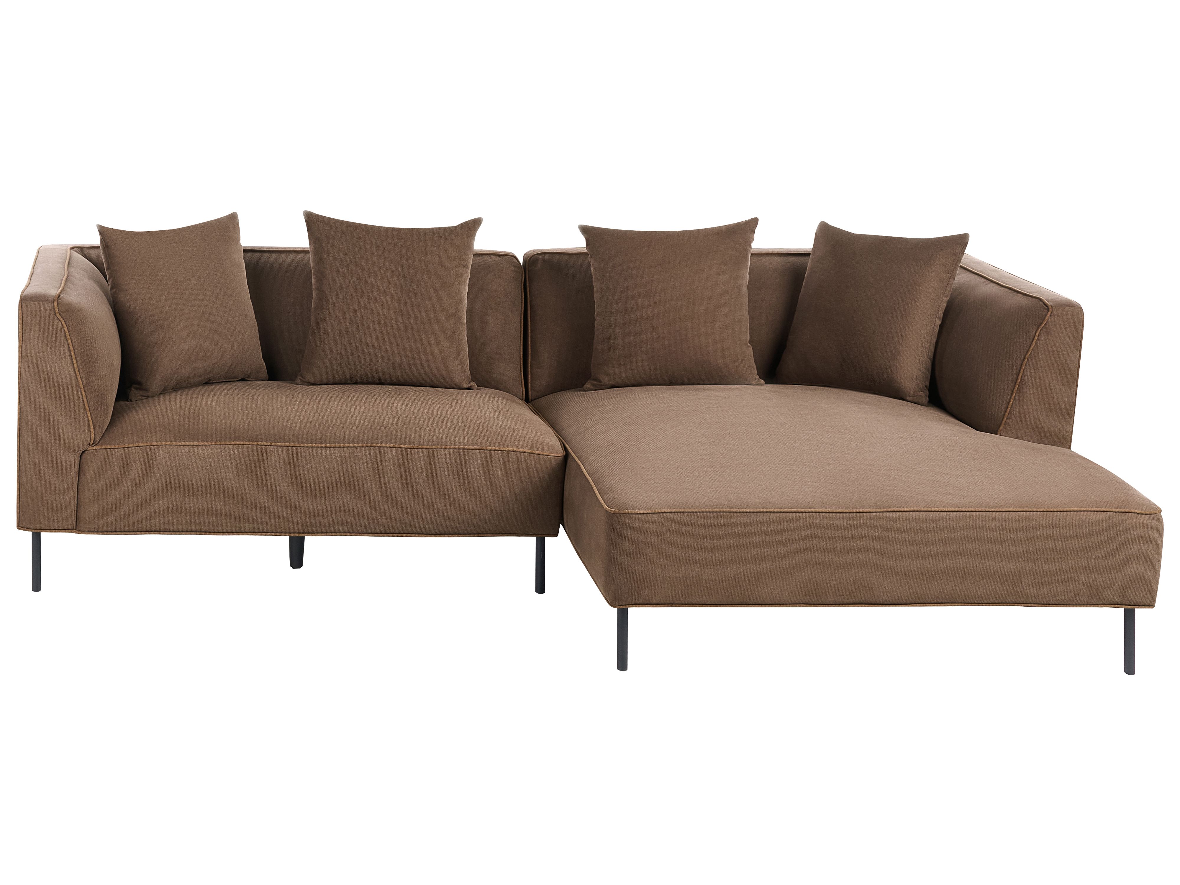 Corner Sofa 3 Seater SATER Fabric Brown Left Hand