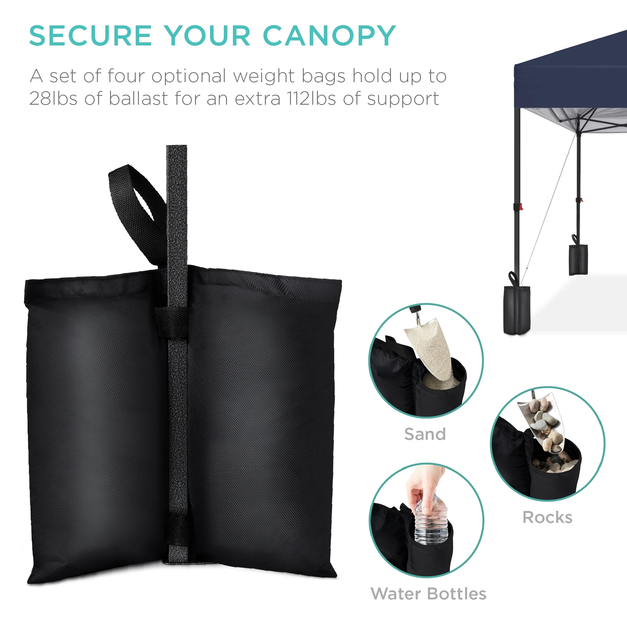 Best Choice Products 10x10ft Easy Setup Pop Up Canopy w/ 1-Button Setup, Wheeled Case, 4 Weight Bags - White - Image 169