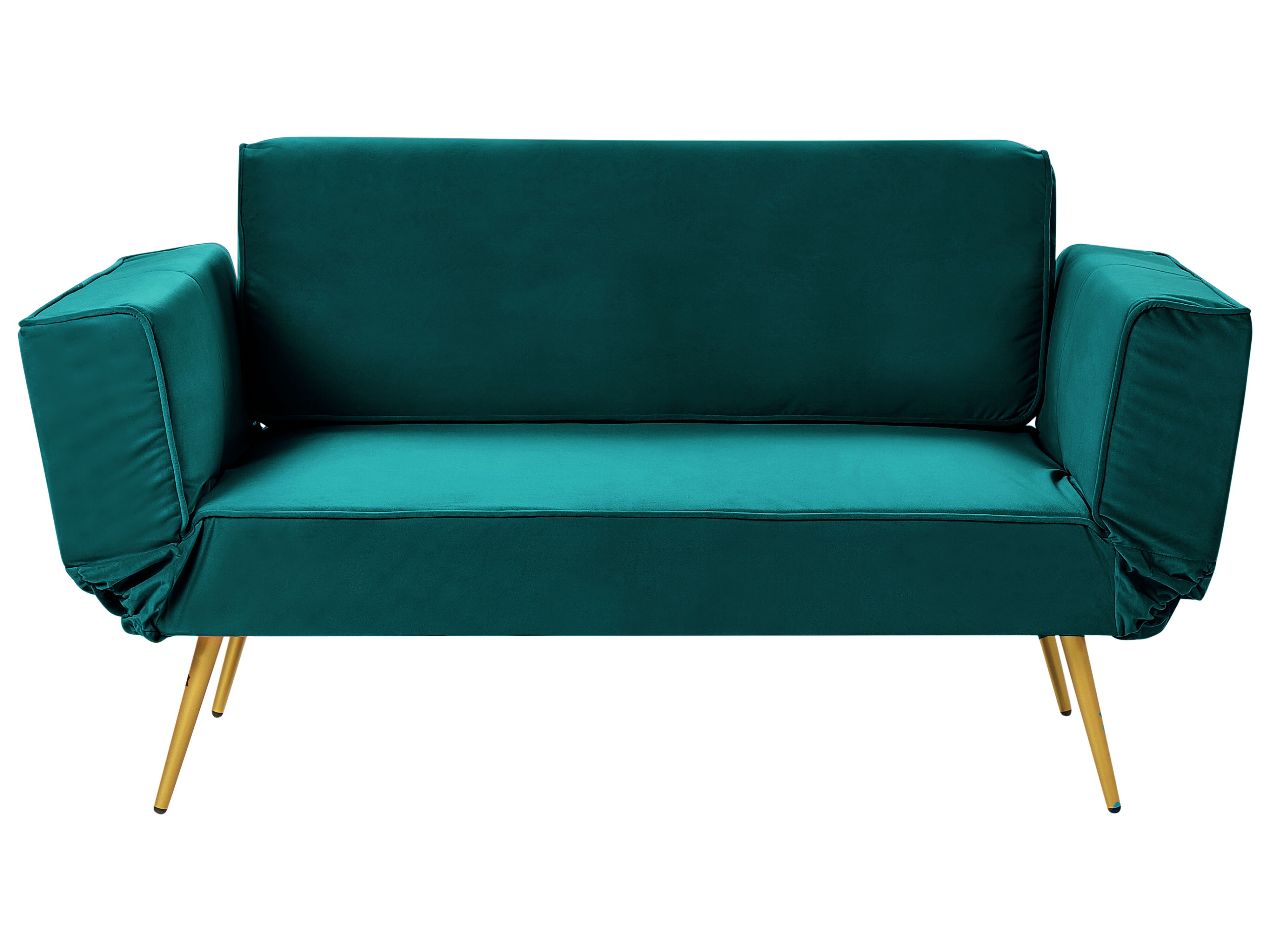 Sofa Bed 2 Seater SAARELA Velvet Emerald Green
