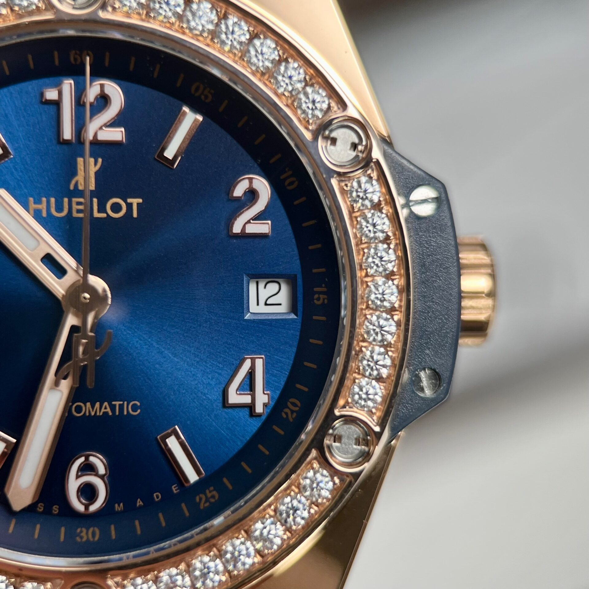 Hublot One Click King Gold Replica Watch With Blue Dial Moissanite 39mm - Top club