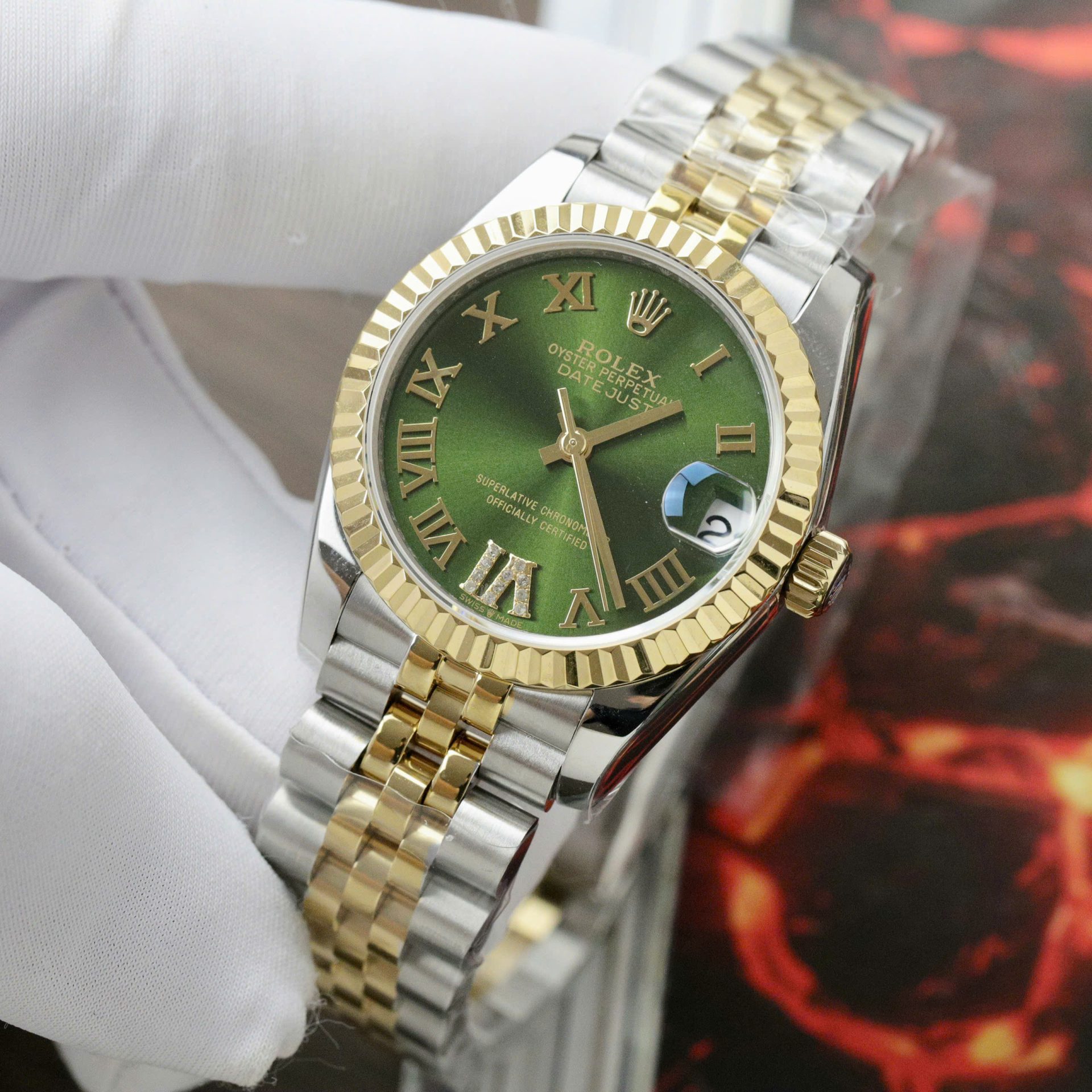 Rolex DateJust Women Replica Watch Demi Yellow Gold Jubilee Strap 31mm - Elite Watch Atelier