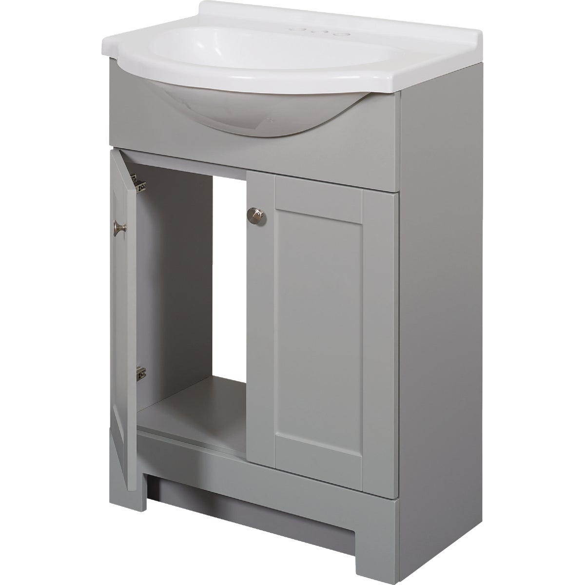 Zenith Zenna Home Cool Gray 24 In. W x 35 In. H x 18 In. D Euro Vanity with White Cultured Marble Top