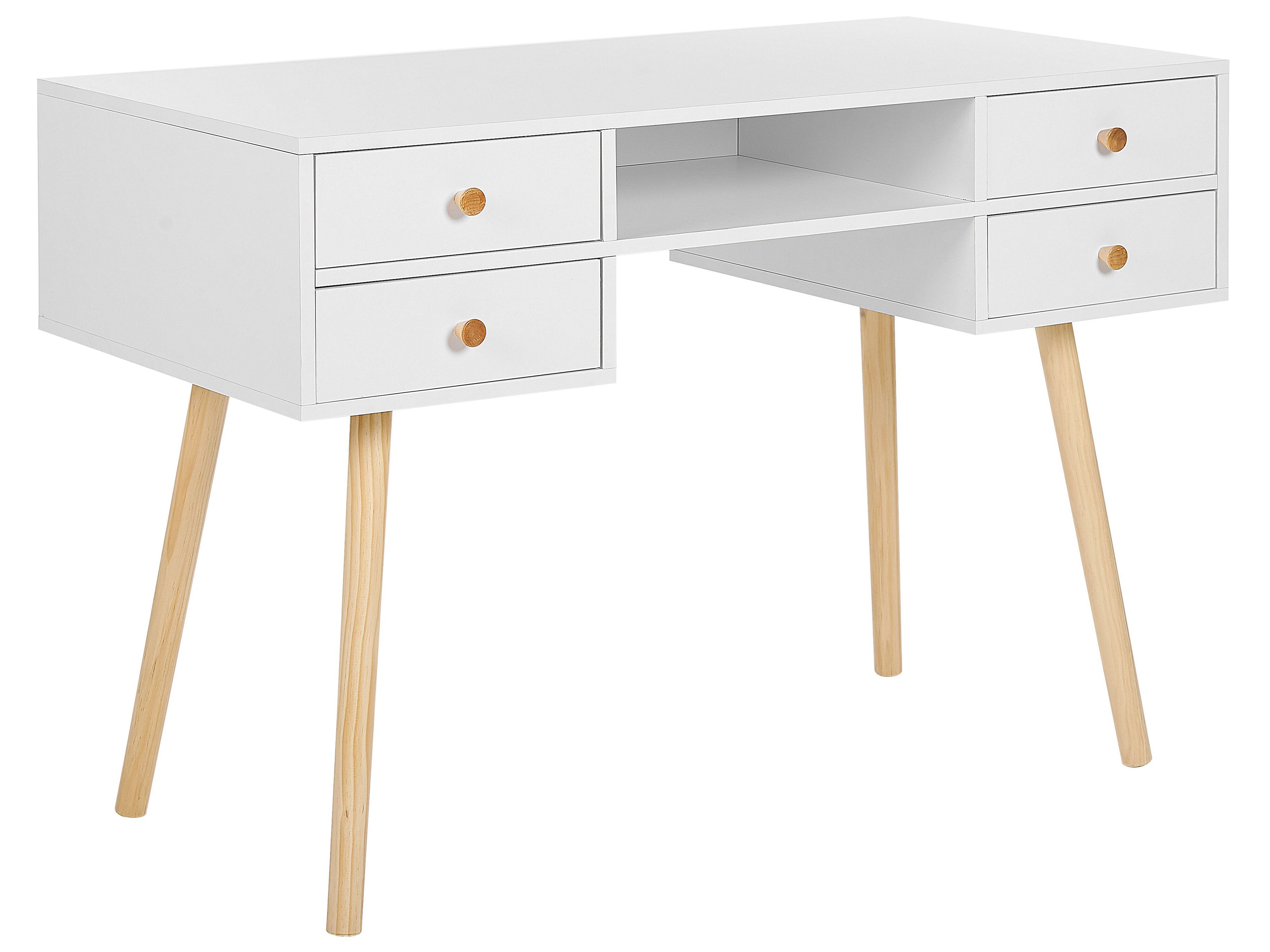 Home Office Desk LEVIN White 110 cm 55 cm with Drawers