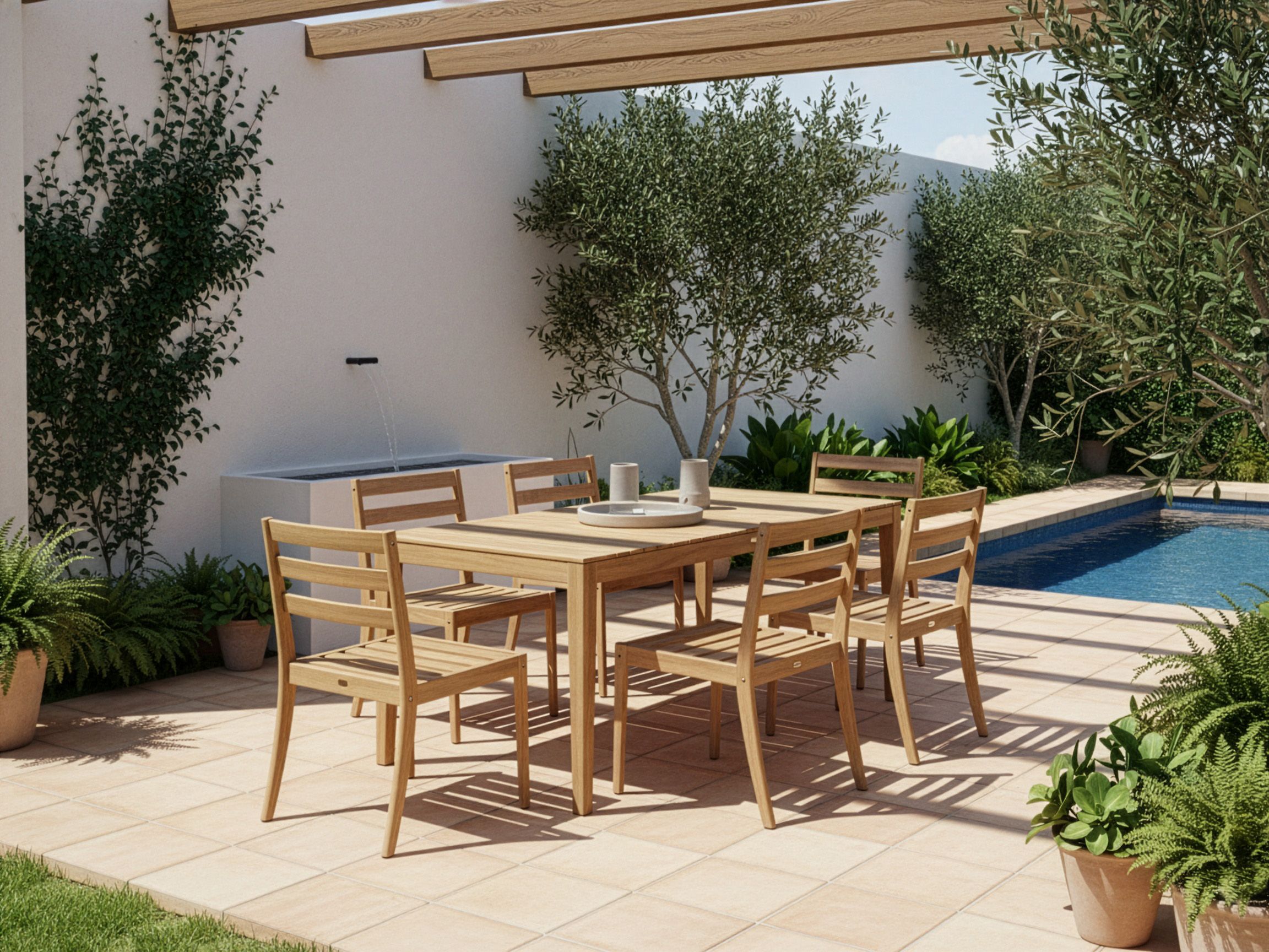 Garden Dining Set 6 Seater CHIOGGIA Certified Acacia Wood Light Brown
