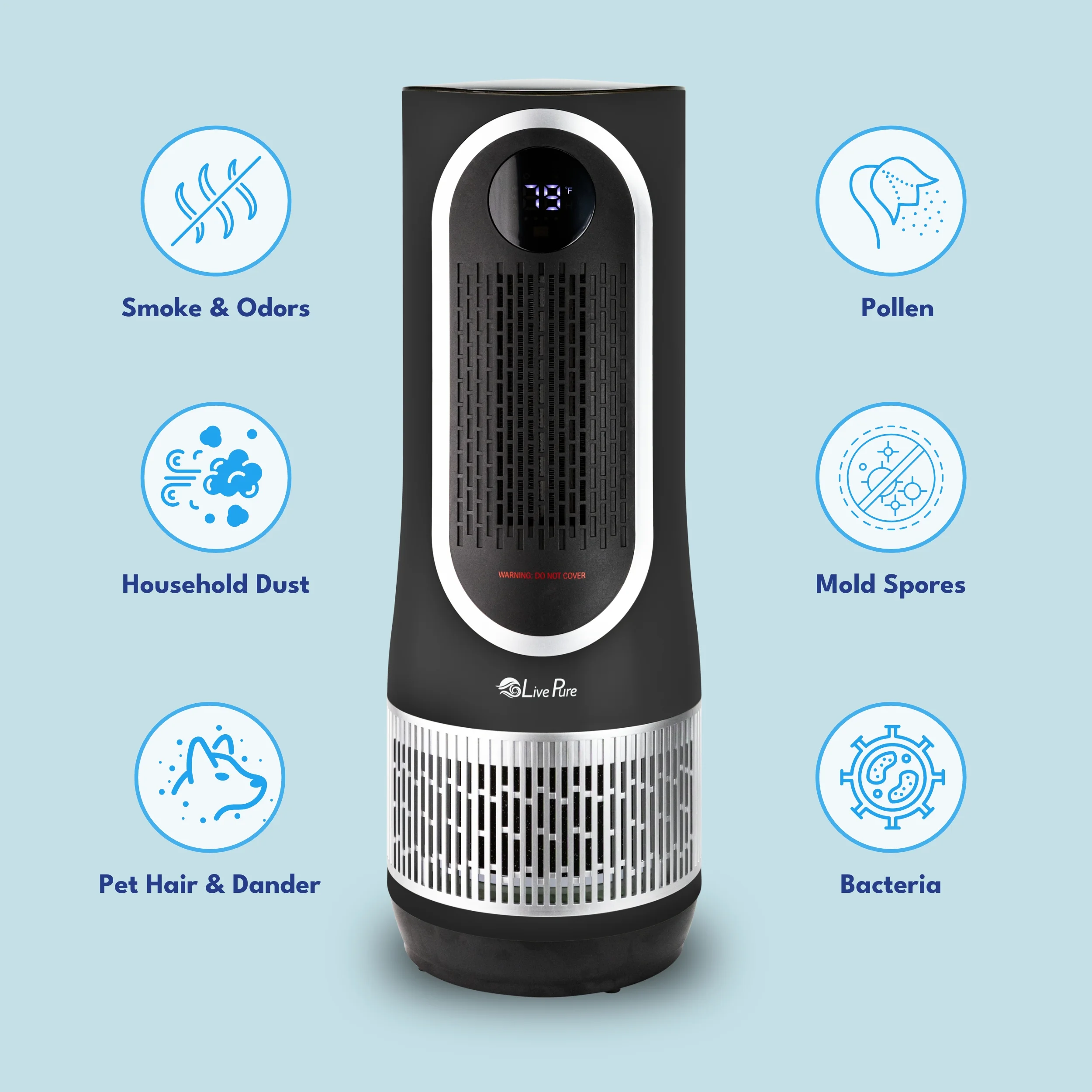 LivePure 3 in 1 Clean Heat Air Purifier/Fan & Heater. Denim Blue - Image 15