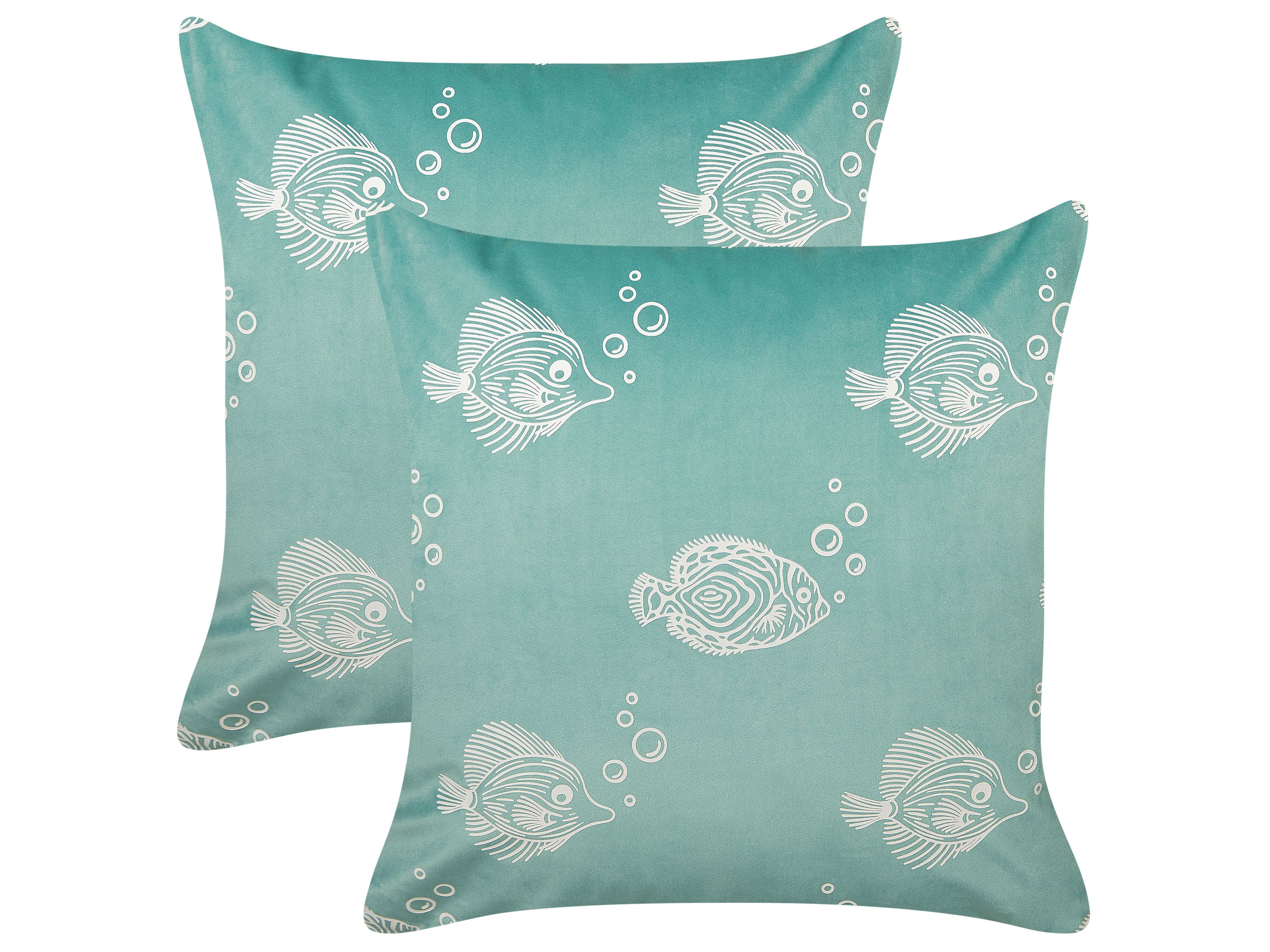 Set of 2 Decorative Cushions SOLIDAGO Velvet 45 x 45 cm Green