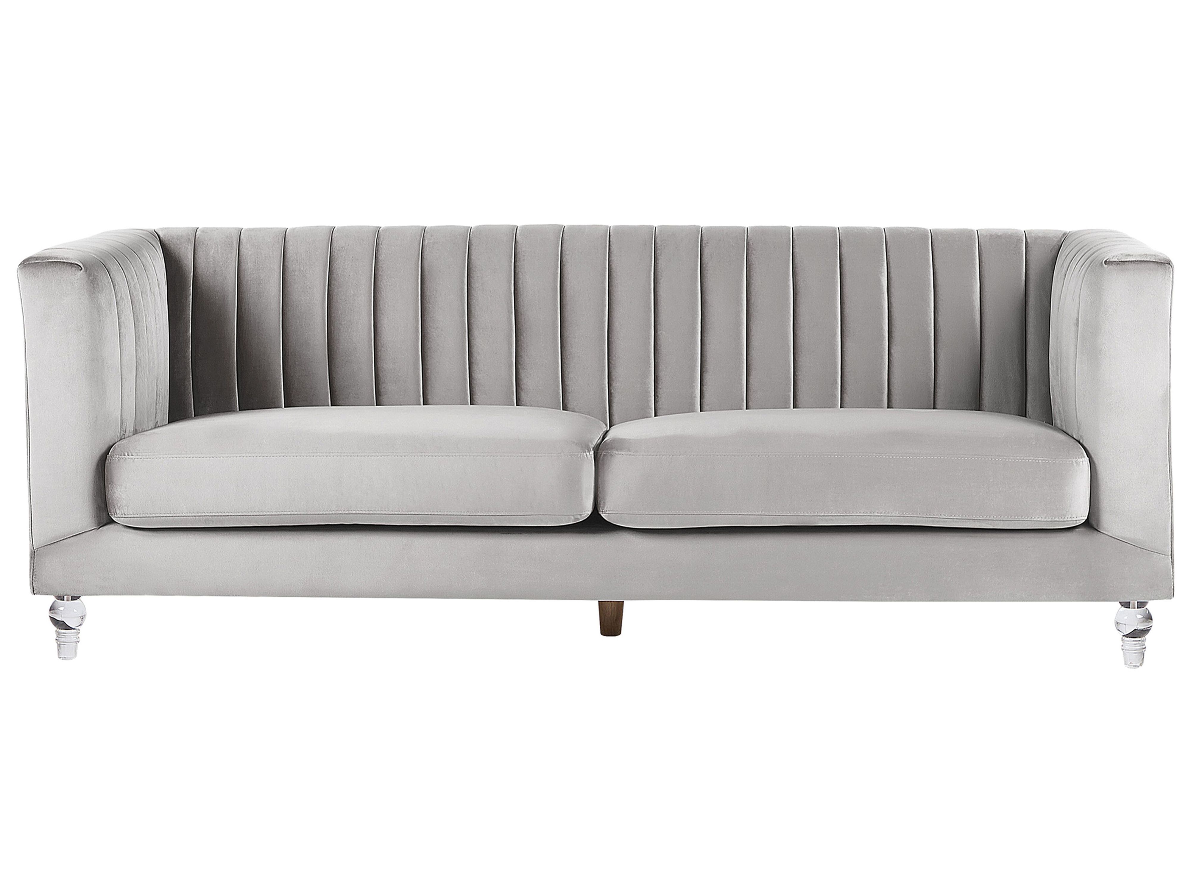 Sofa 3 Seater ARVIKA Velvet Light Grey