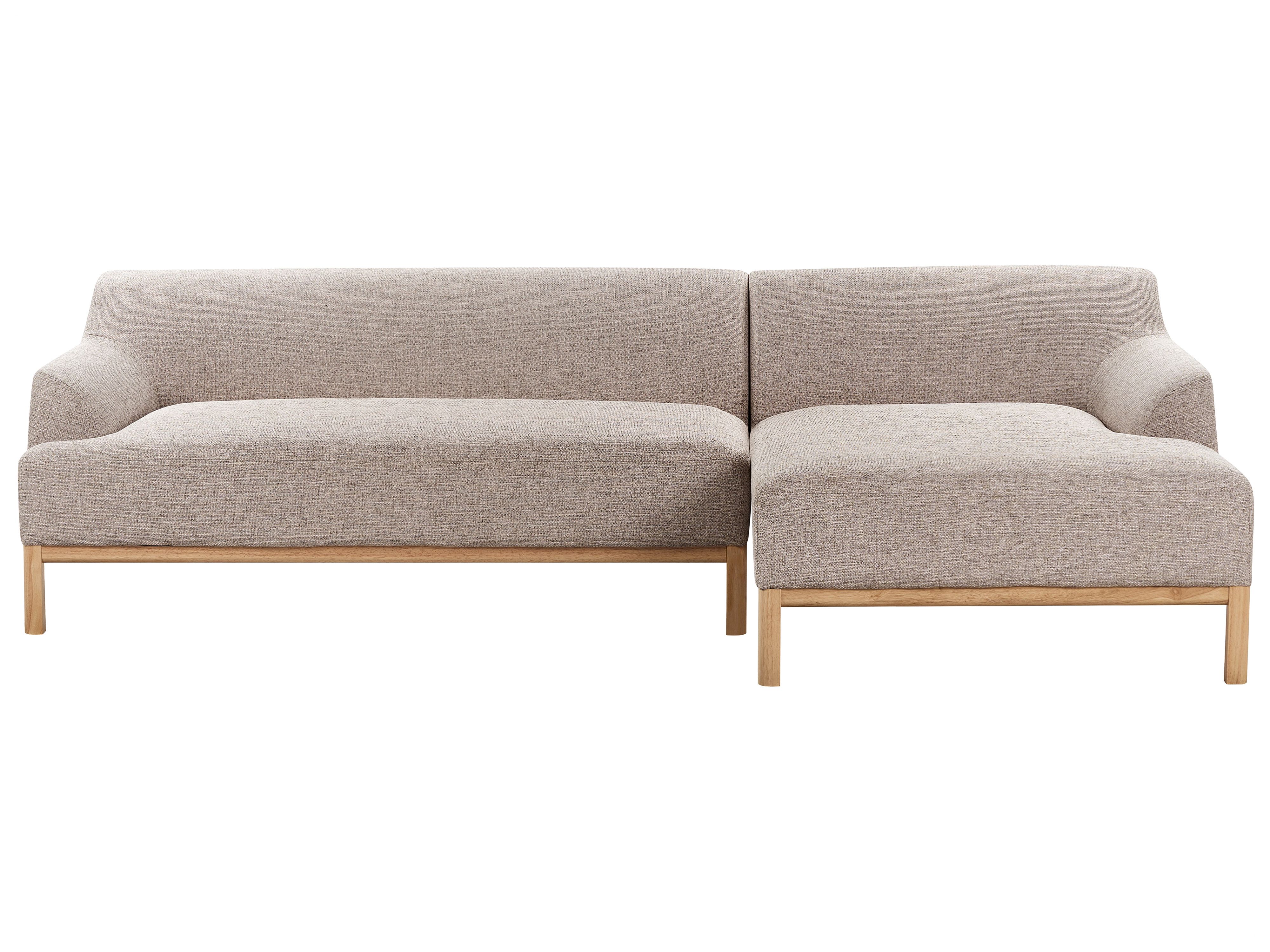 Corner Sofa 3 Seater SOSJO Fabric Light Brown Left Hand