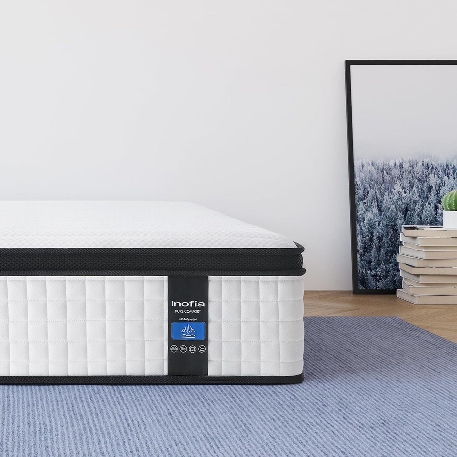 Inofia Twin XL Size Mattress, 14 inch Hybrid Twin XL Mattress in A Box,Ultra Comfort Memory Foam Layer, Medium Feels, Cooling Breathable Cover,Low Motion Transfer Supports for Any Sleep Position