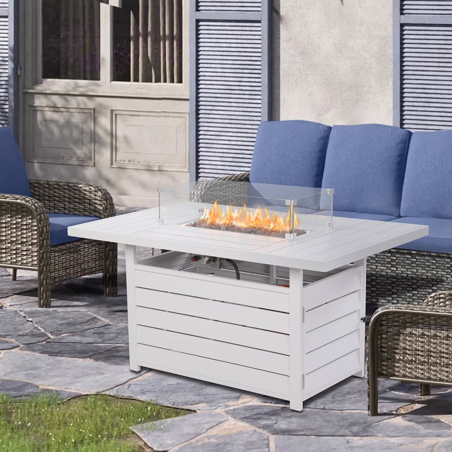 CozyHom 5 Pcs Outdoor Patio Aluminum Furniture Sofa Sets, Outside Patio Conversation Couch Sets With Table&Cushions for Garden Porch, Gray - Image 3