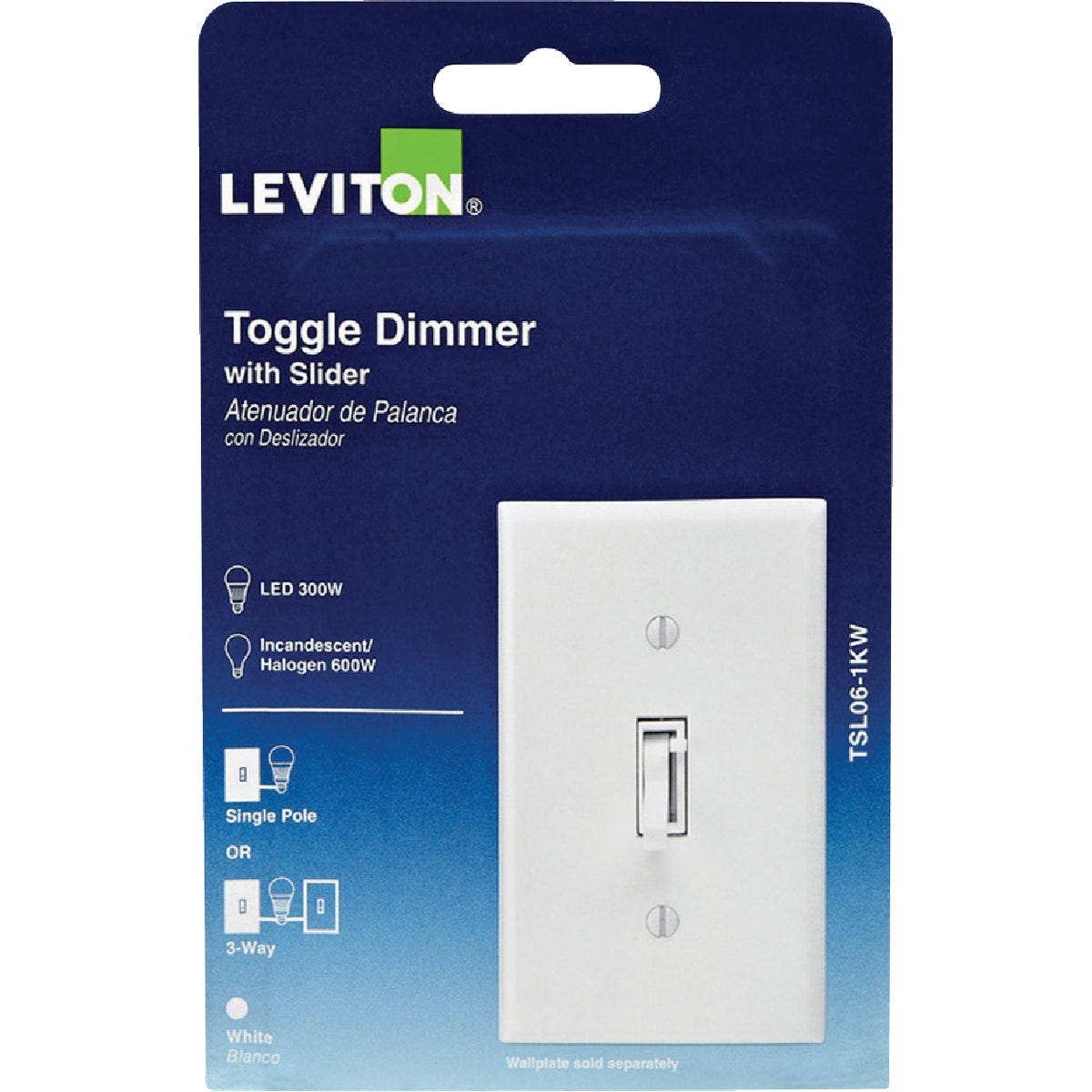 Leviton Incandescent/Halogen/LED Toggle Slide Dimmer Switch