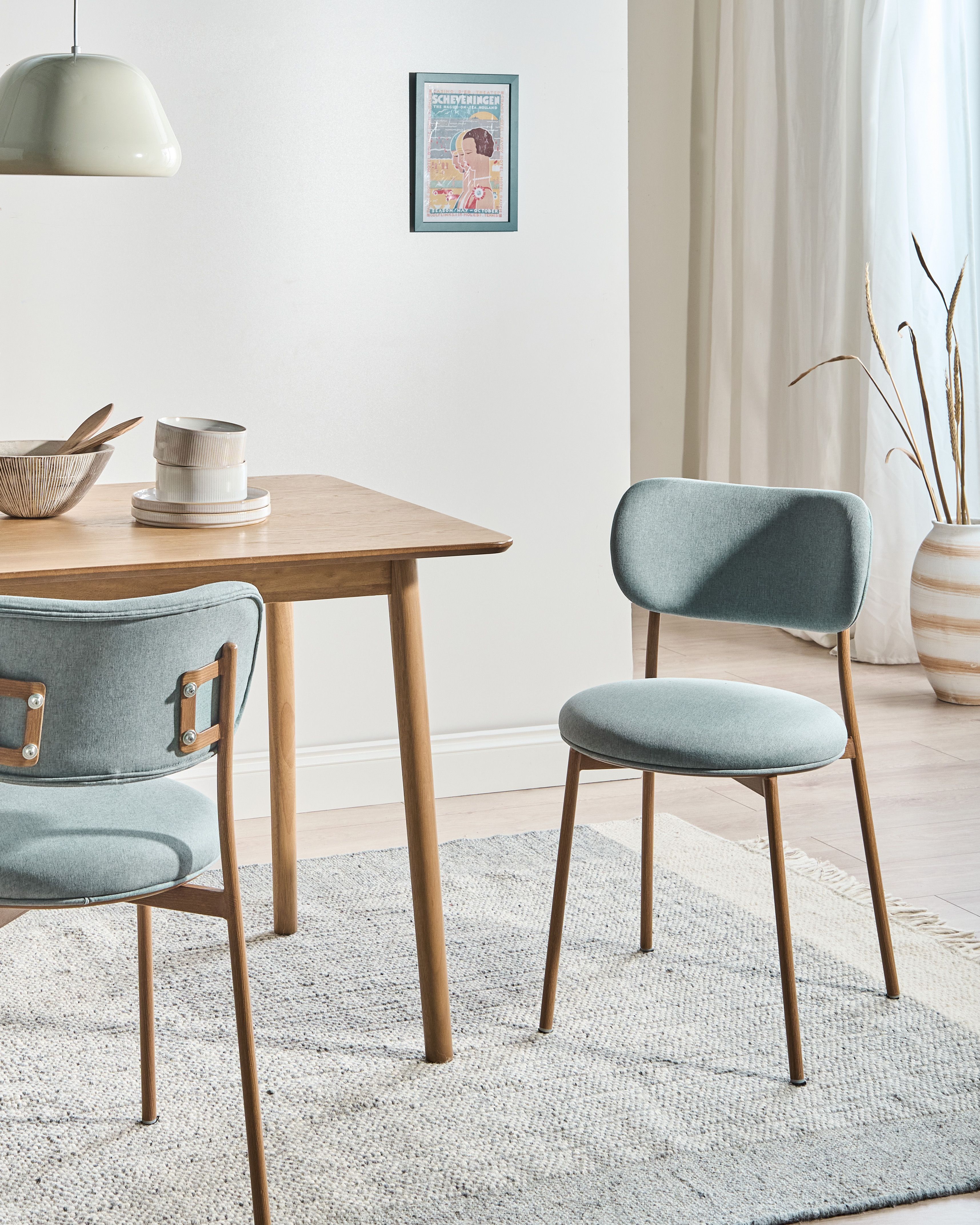 Set of 2 Dining Chairs CASEY Fabric Mint Green
